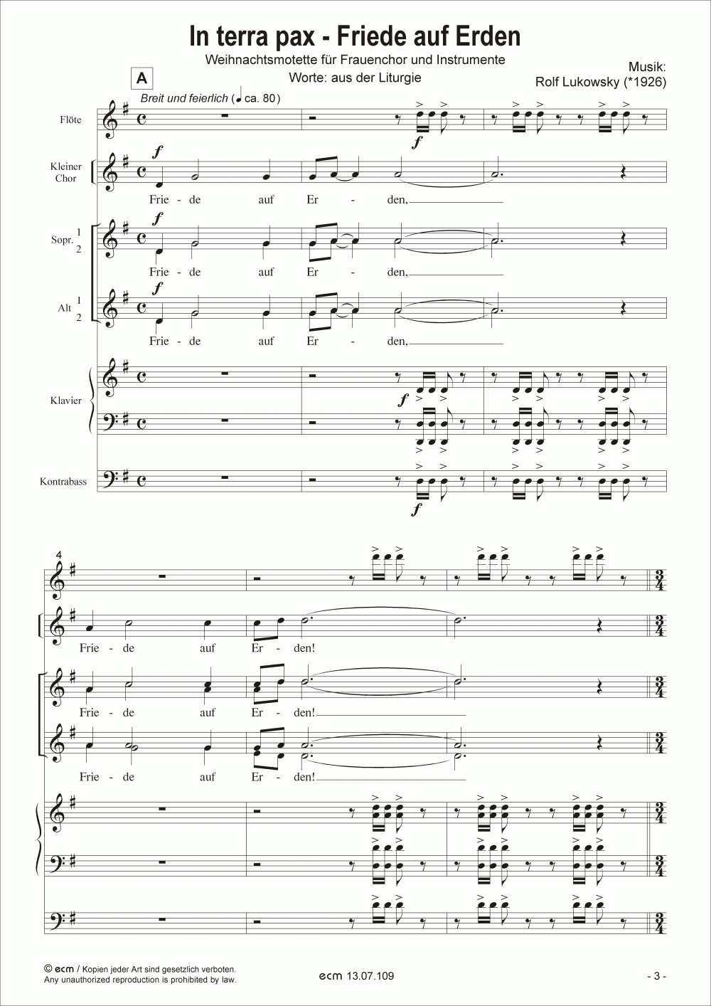 In terra pax - Friede auf Erden (with instruments)