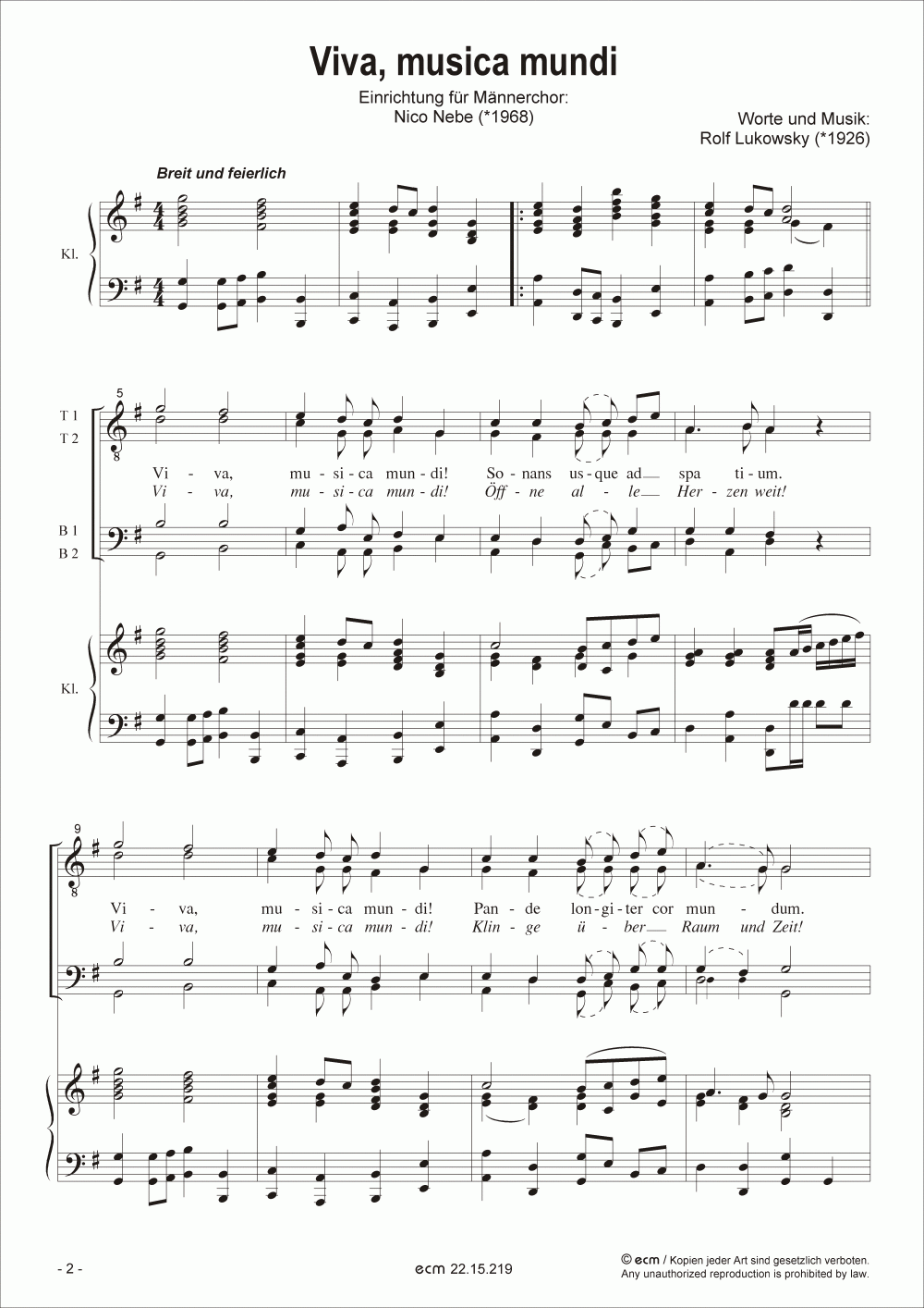 Viva, musica mundi (with Piano)