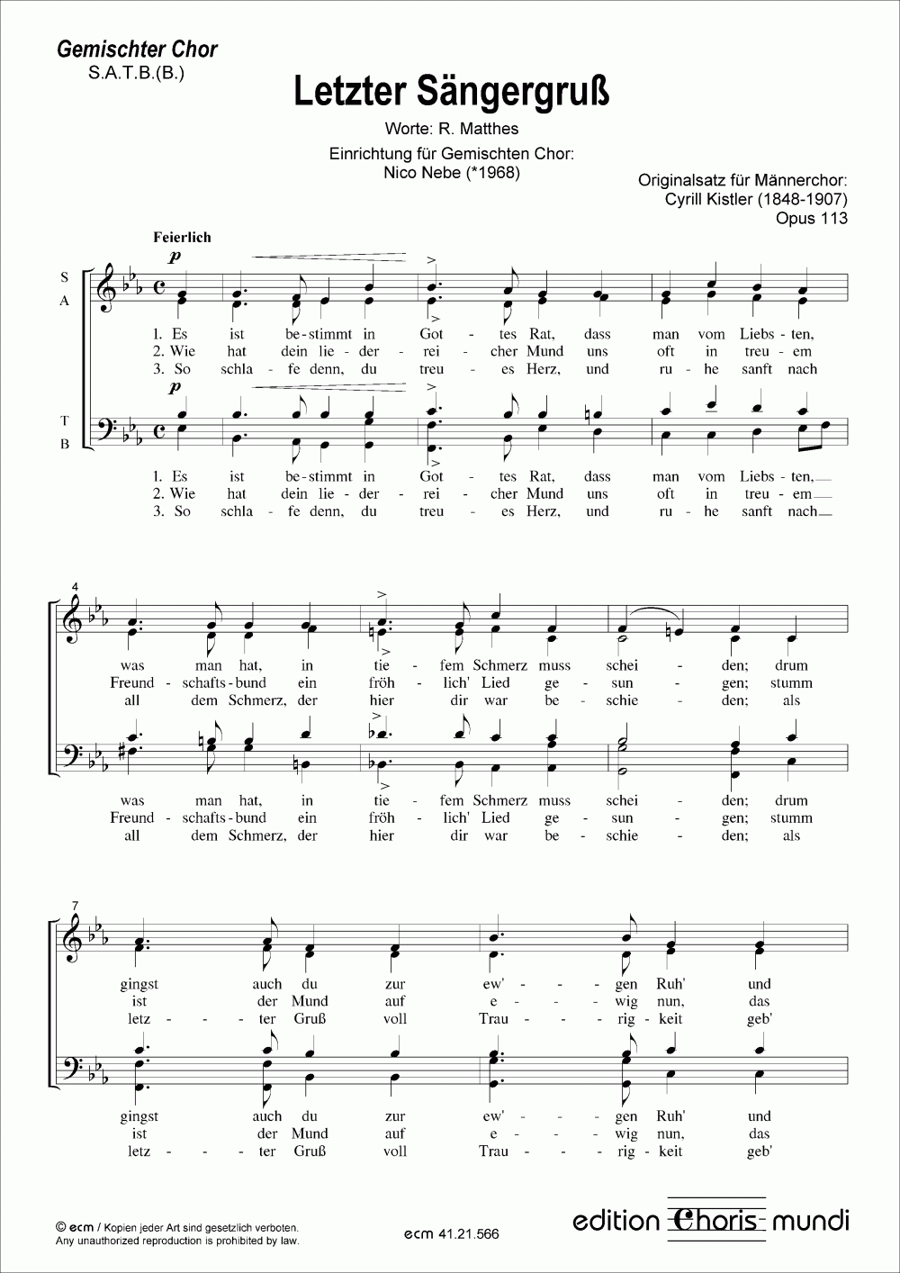 Letzter Sängergruß (op.113)