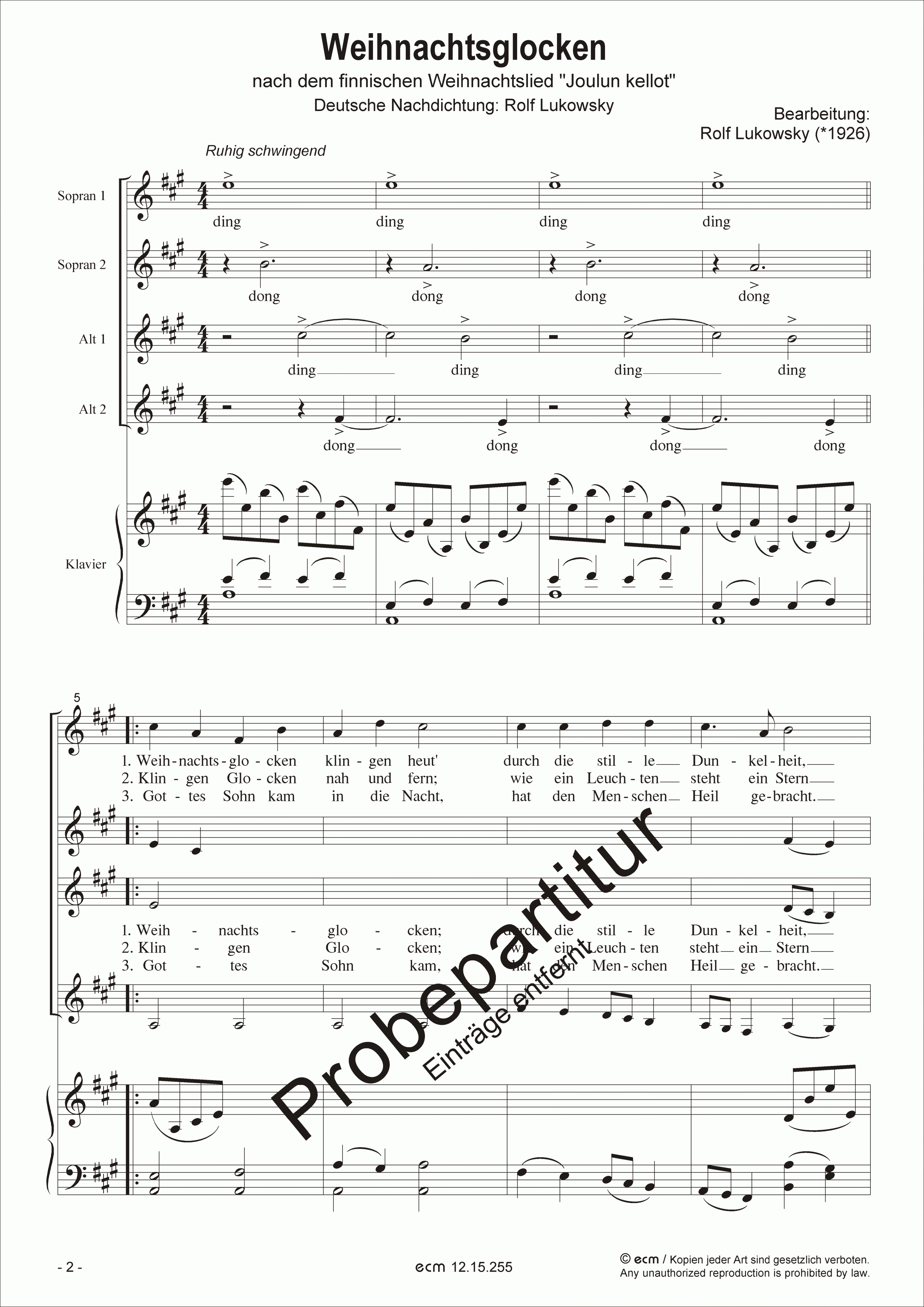 Weihnachtsglocken (with Piano)