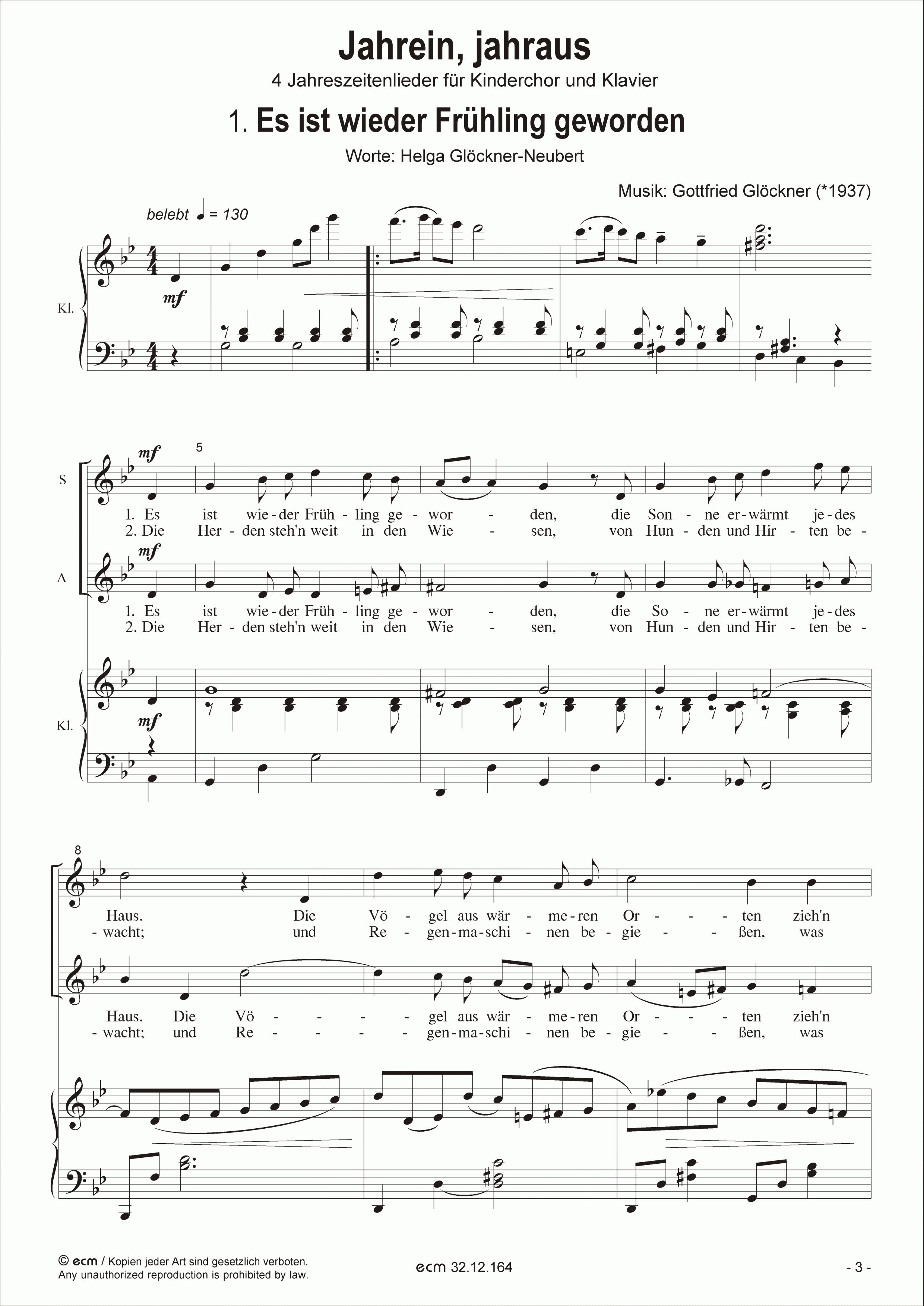 Jahrein, jahraus (Piano score)