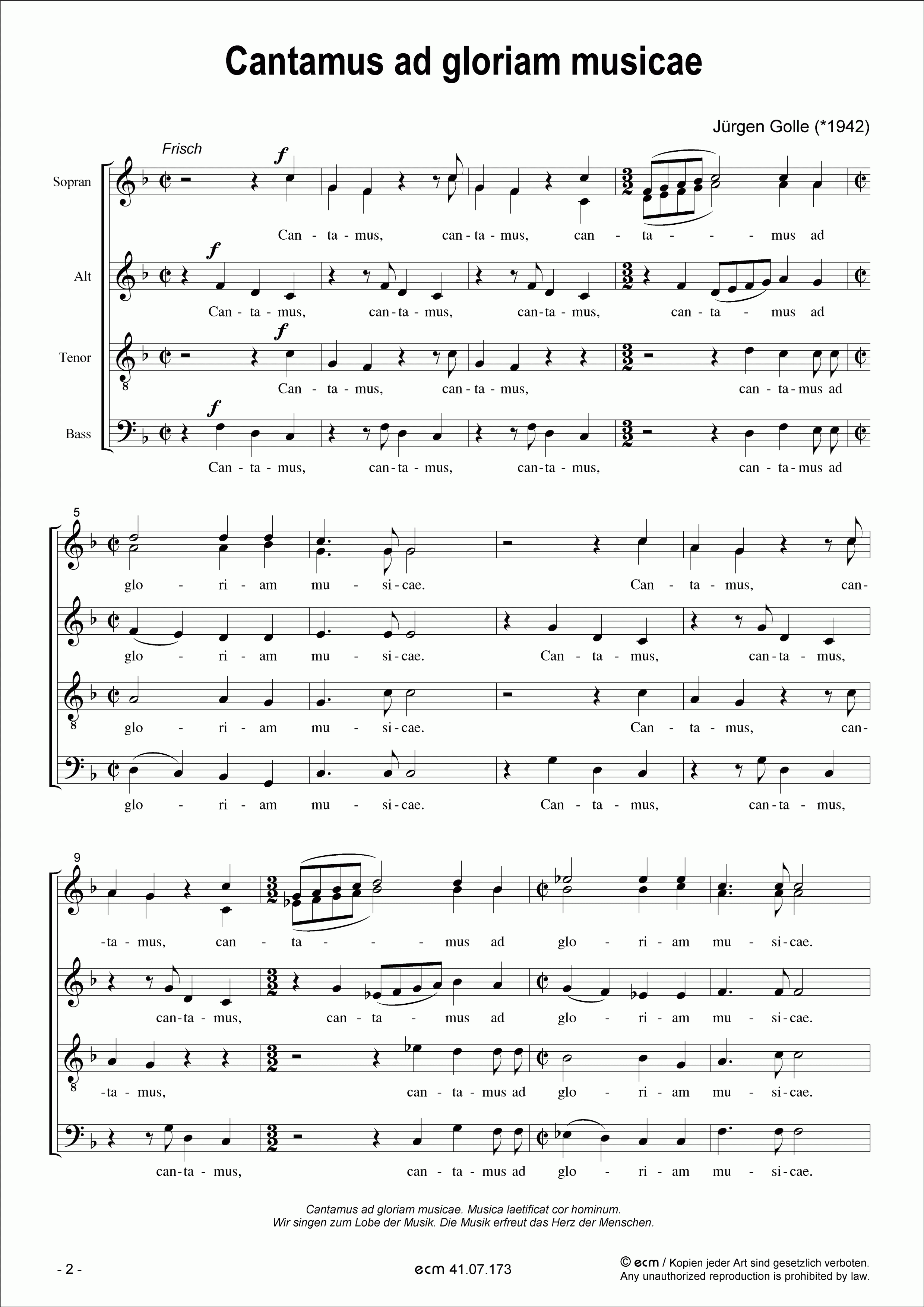 Cantamus ad gloriam musicae (a capp.)