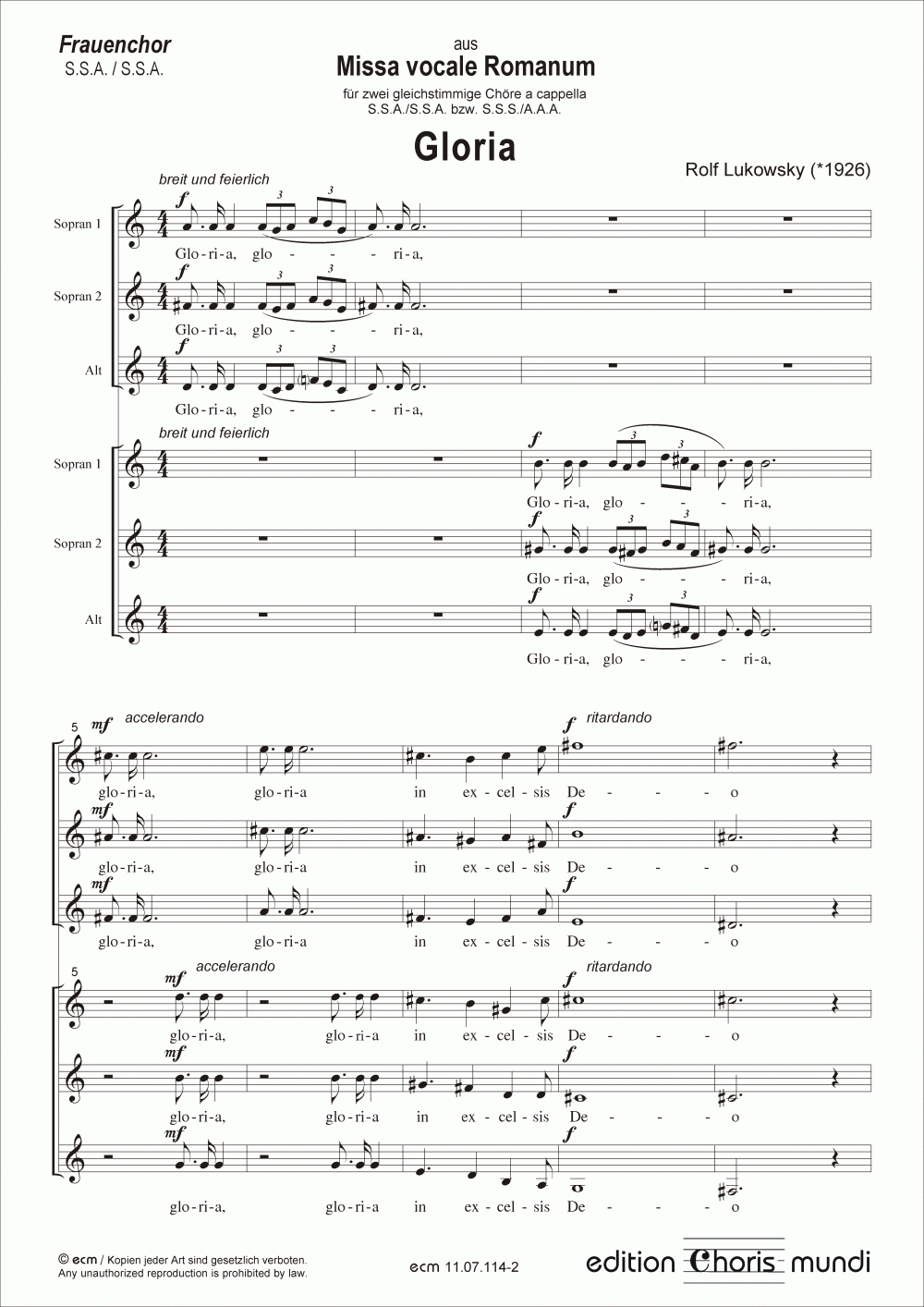 Gloria (aus “Missa vocale Romanum”)