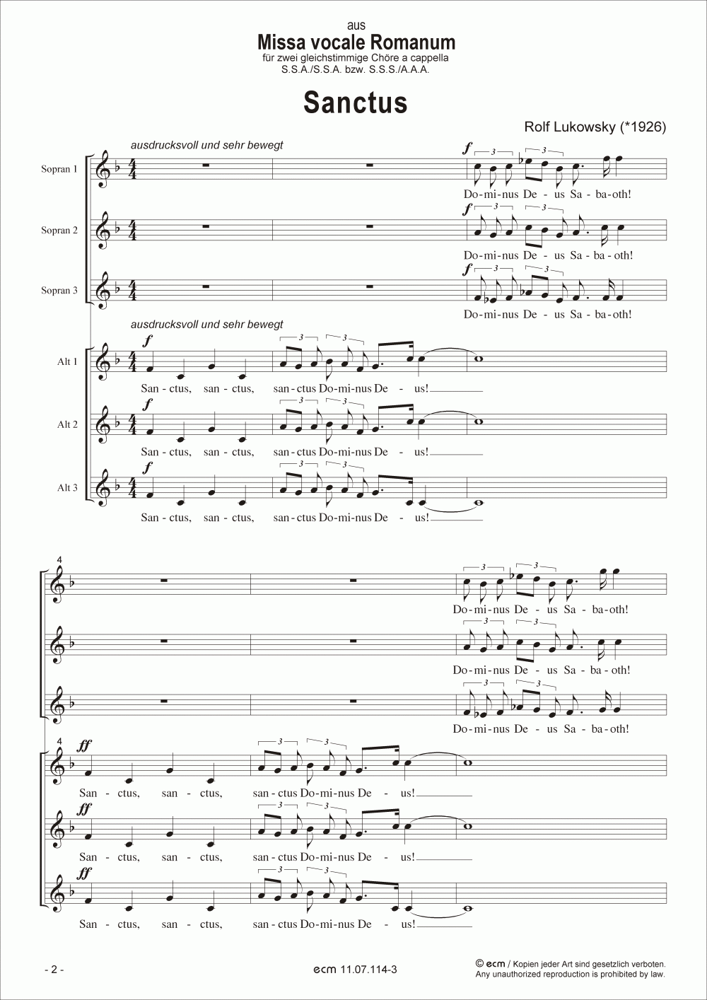 Sanctus (aus “Missa vocale Romanum”)