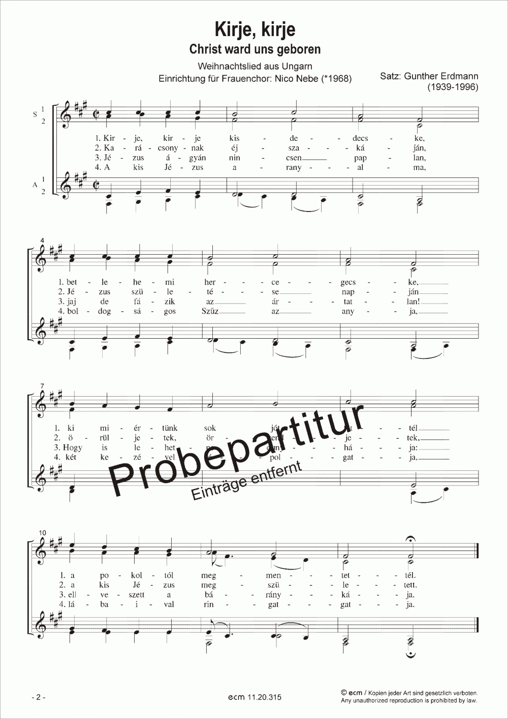 Kirje, kirje – Christ ist uns geboren