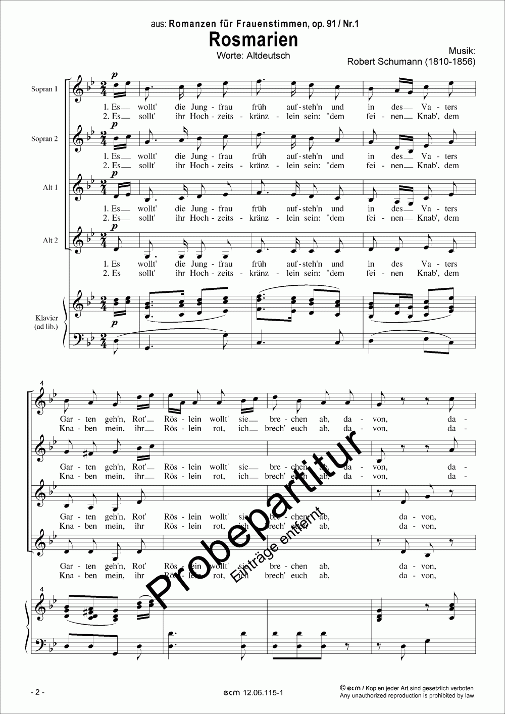 Rosmarien (op.91, No.1)