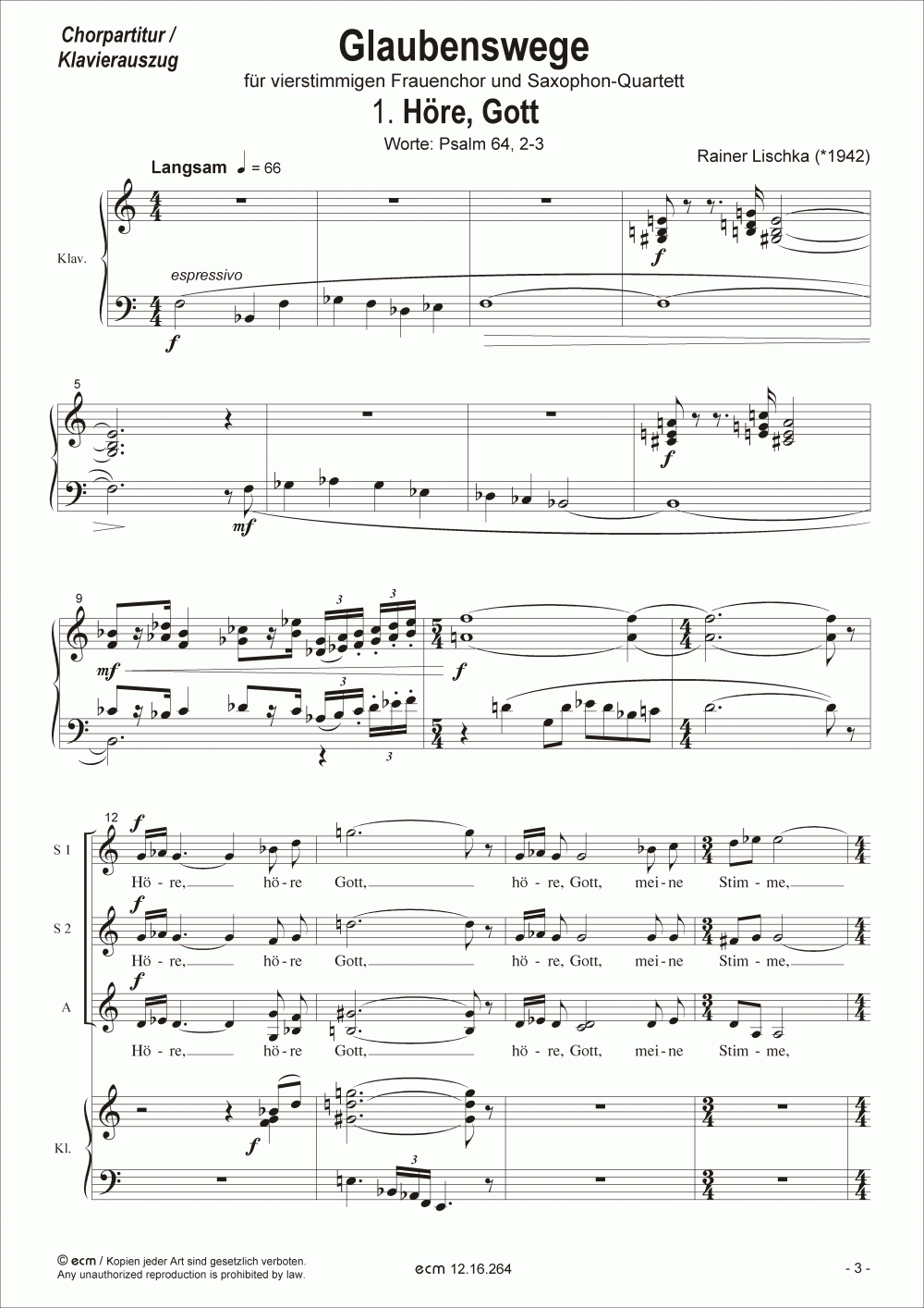 Glaubenswege (Vocal score / Piano red.)