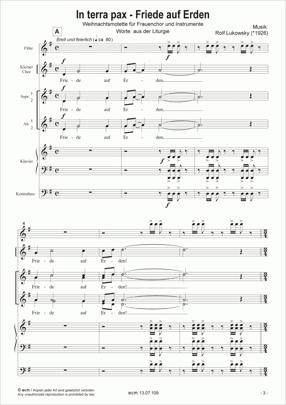 In terra pax - Friede auf Erden (mit Instrumenten)