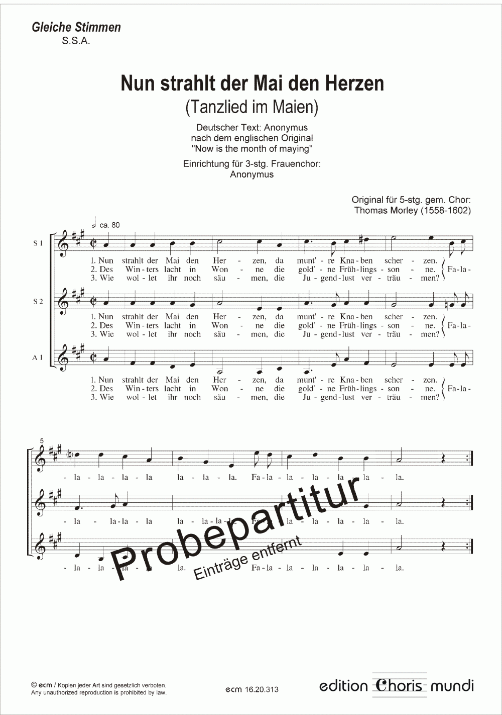 Nun strahlt der Mai den Herzen (S.S.A.)