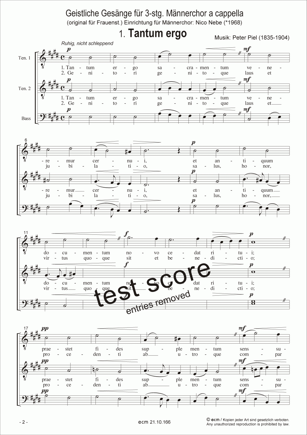 Geistliche Gesänge für 3-stg. Männerchor a cappella