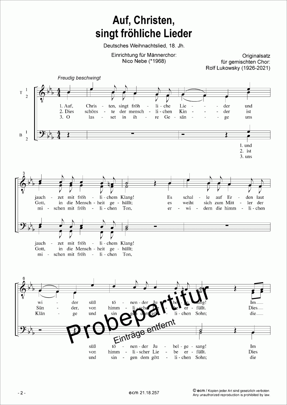 Auf, Christen, singt fröhliche Lieder