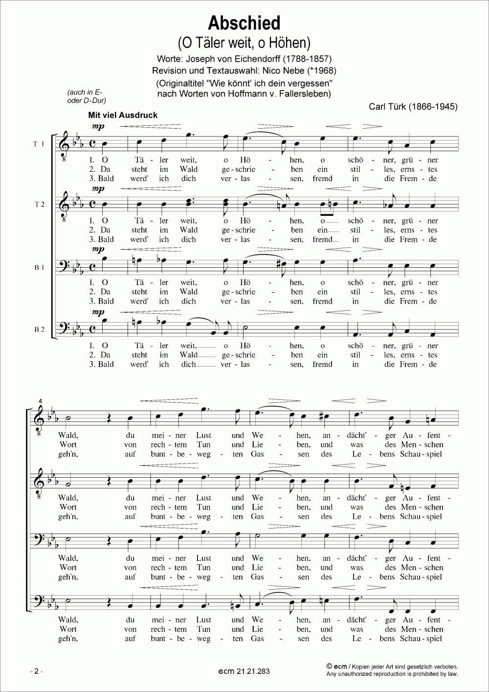 Abschied (O Täler weit, o Höhen)