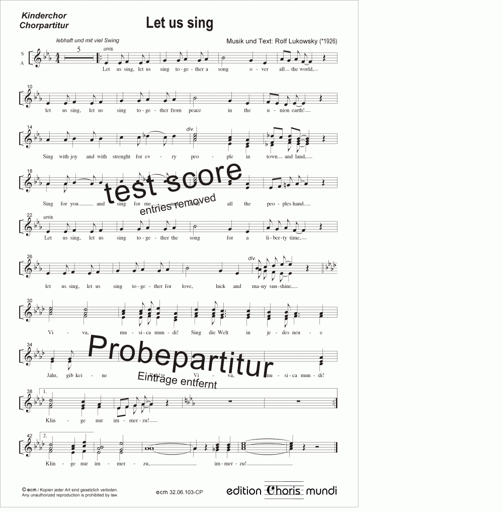 Let us sing (Chorpartitur)