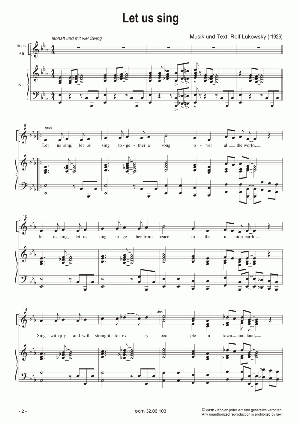 Let us sing (Piano score)