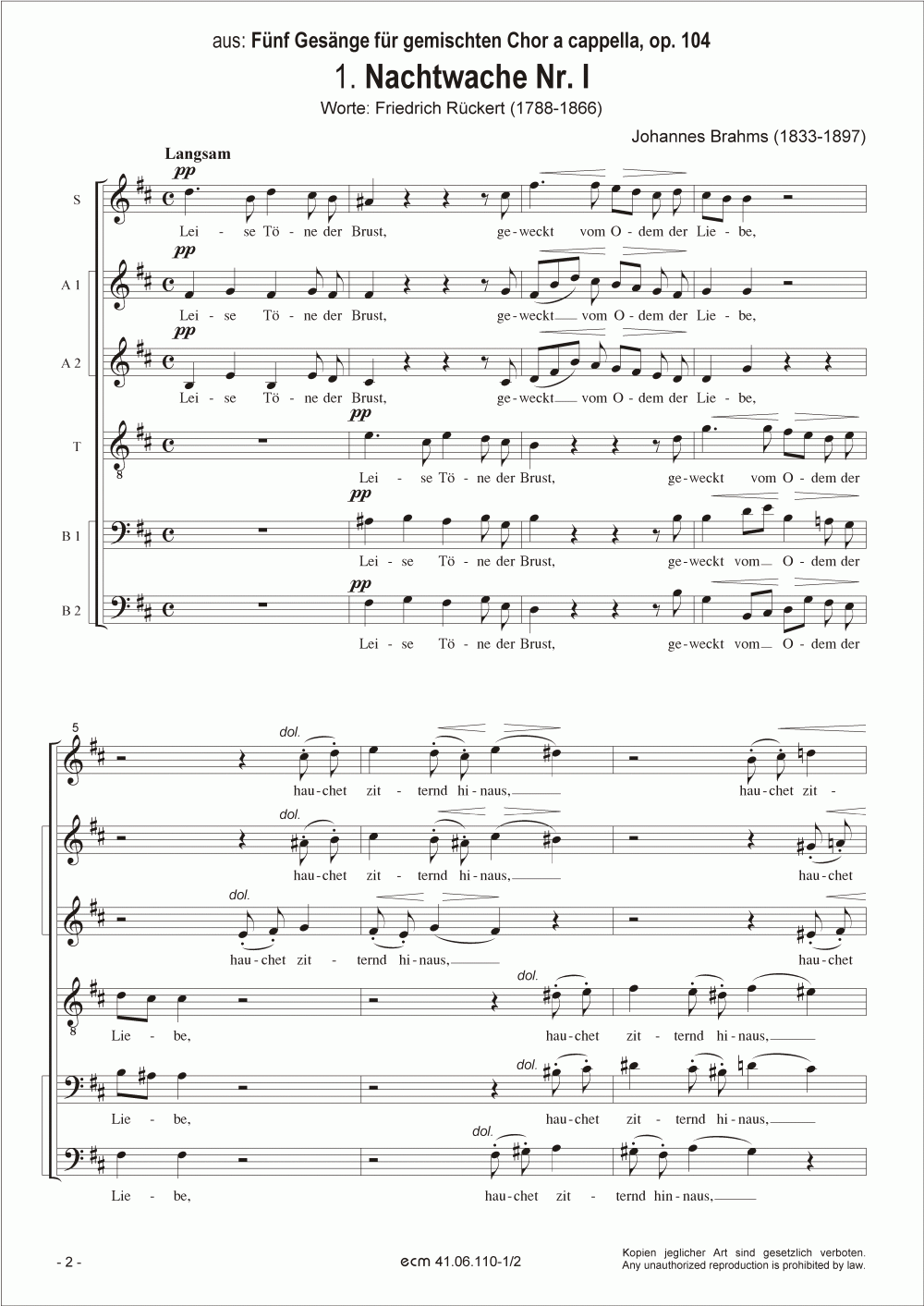 Nachtwache I und II (op. 104, Nr.1,2)