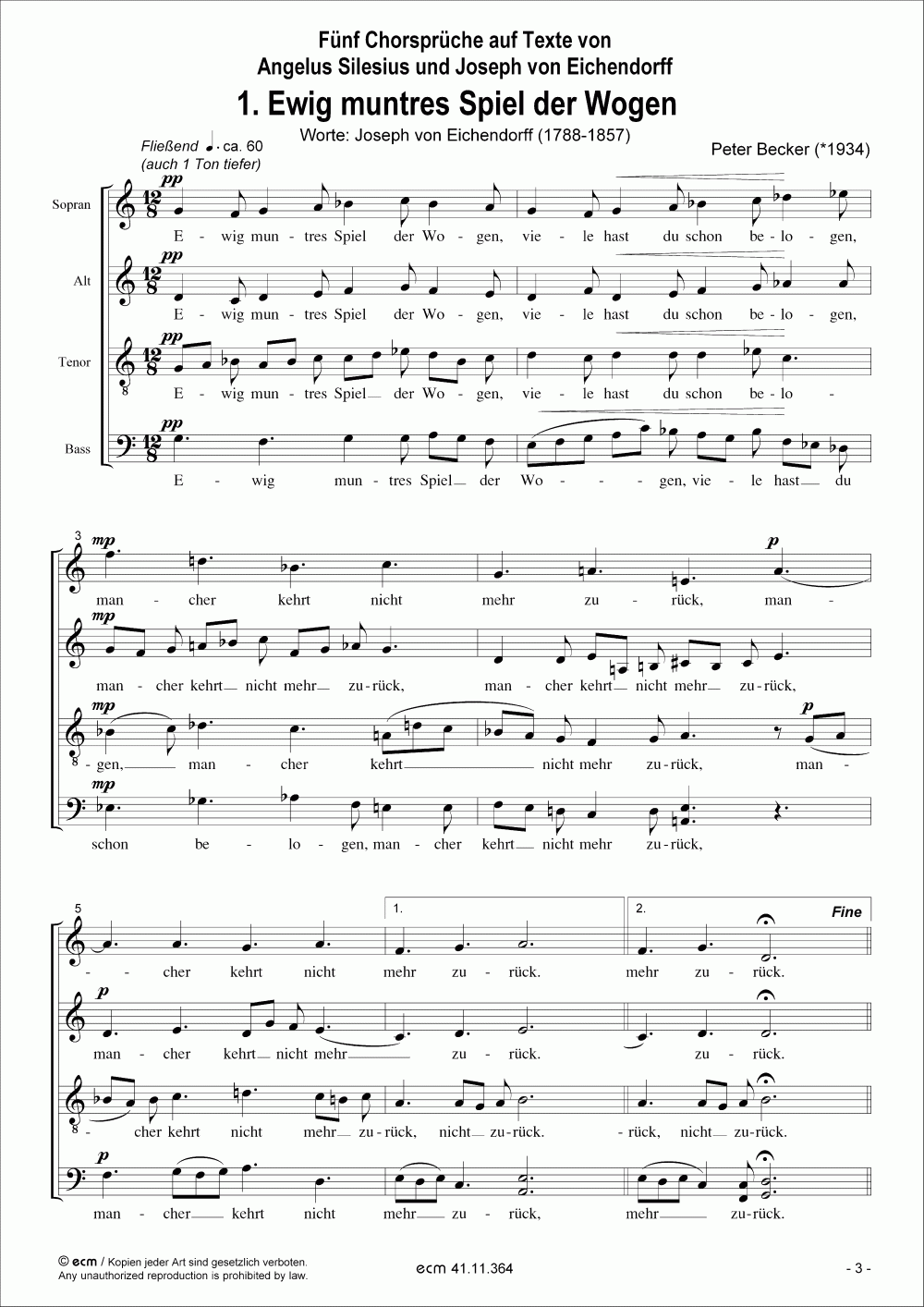 Fünf Chorsprüche auf Texte von Angelus Silesius und Josef von Eichendorff