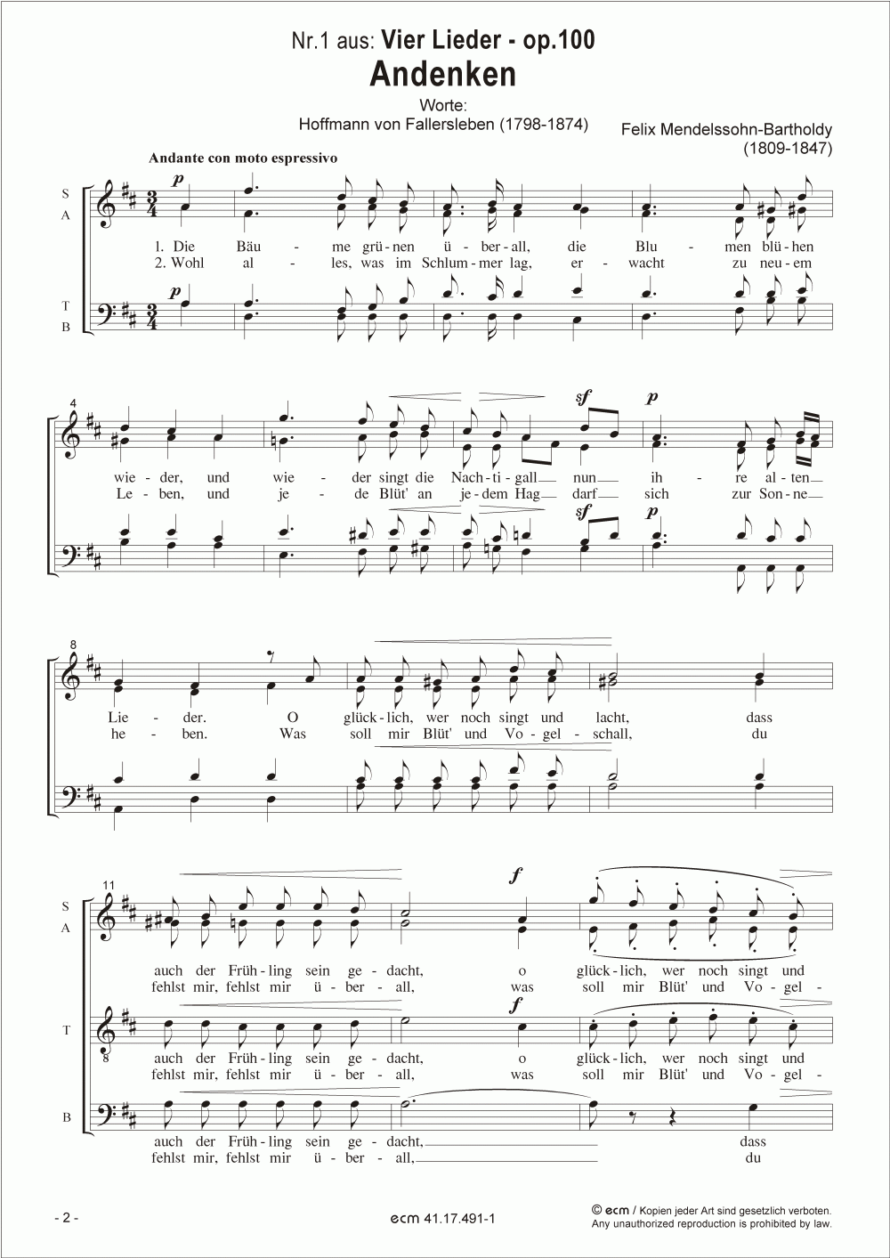 Andenken (op.100, Nr.1)