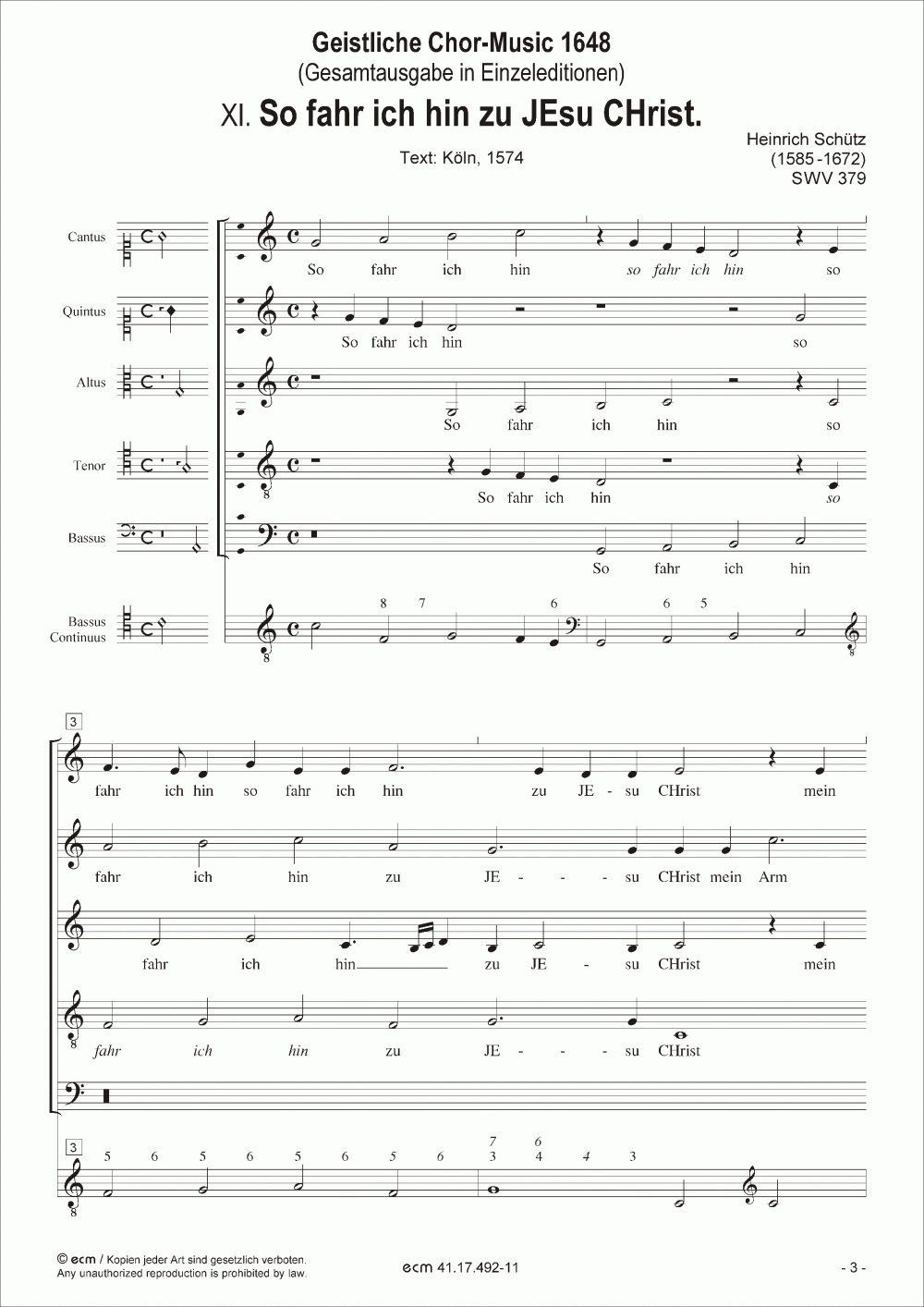 So fahr ich hin zu JEsu CHrist. (SWV 379)