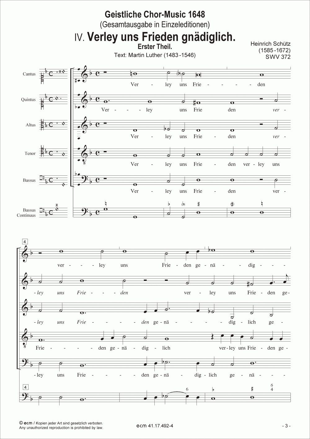 Verley uns Frieden gnädiglich. (SWV 372)