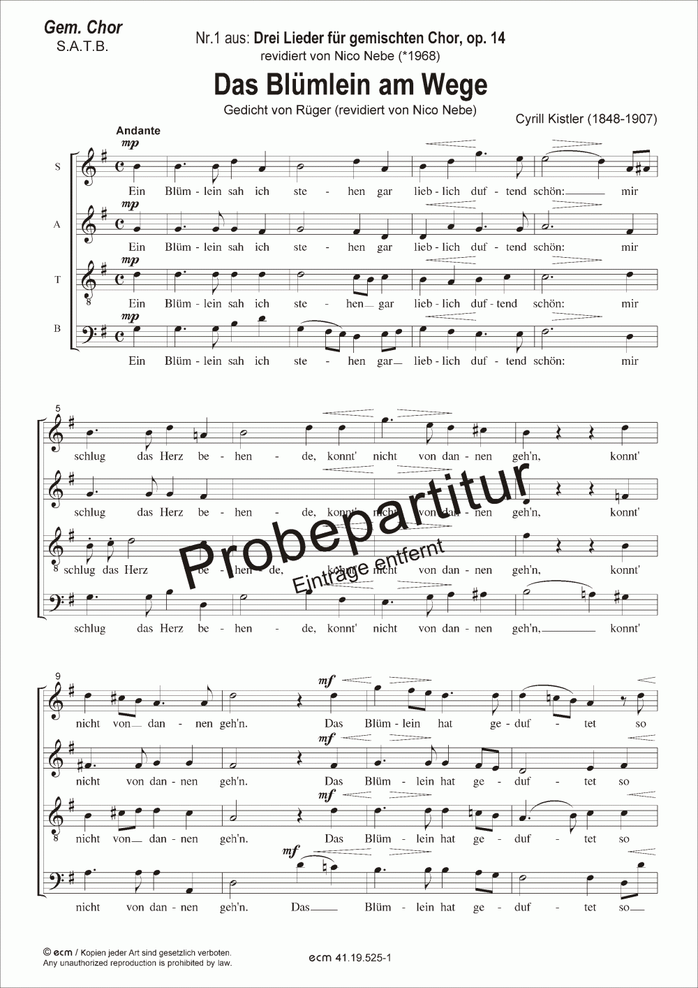 Das Blümlein am Wege (op.14 Nr.1)