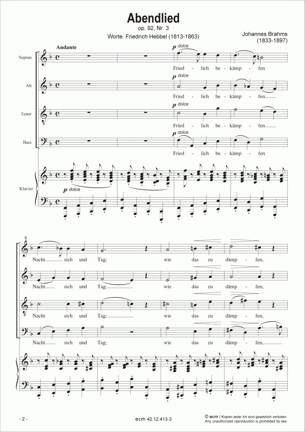 Abendlied (Piano score)