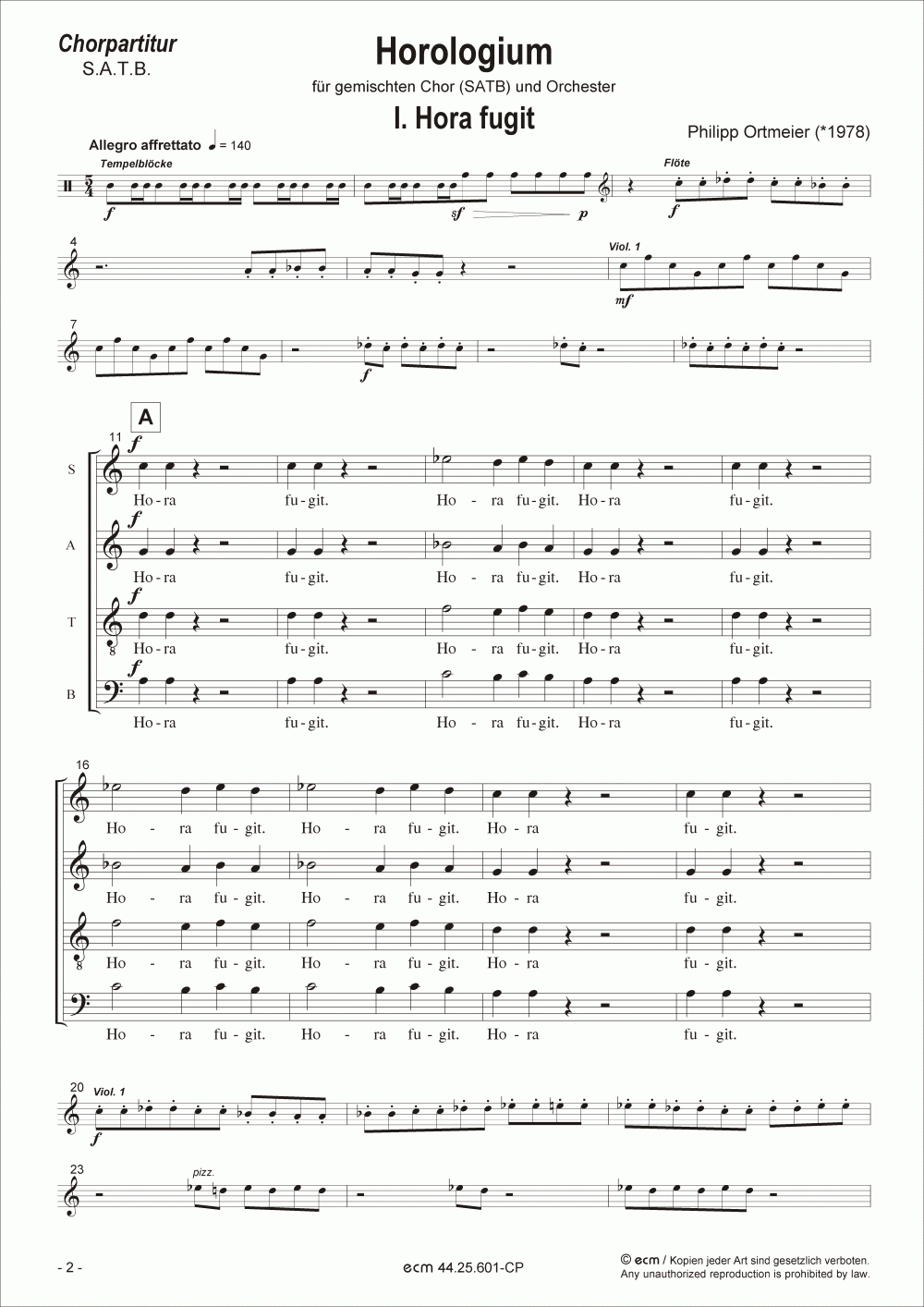 Horologium (Chorpartitur)