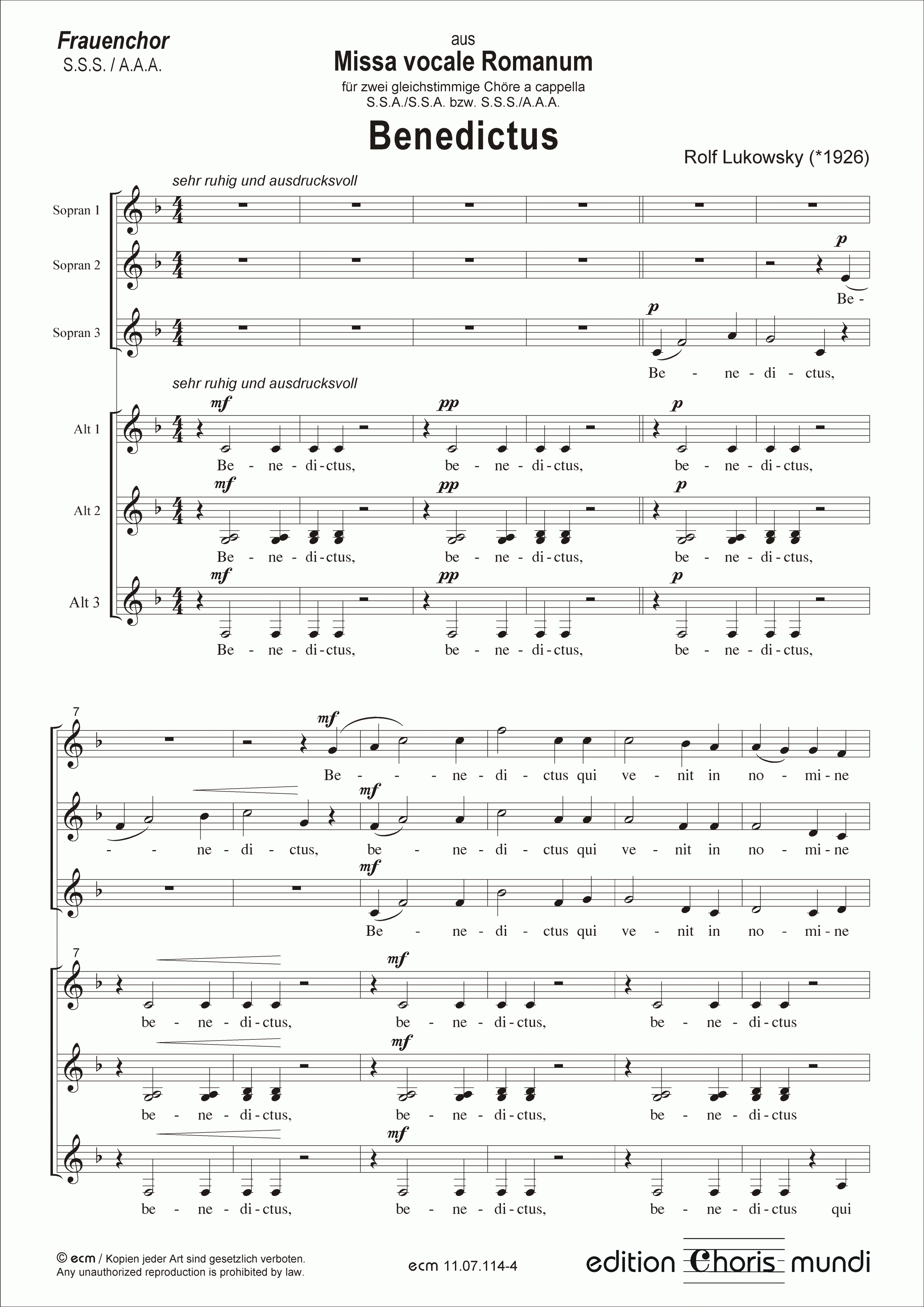 Benedictus (from “Missa vocale Romanum”)