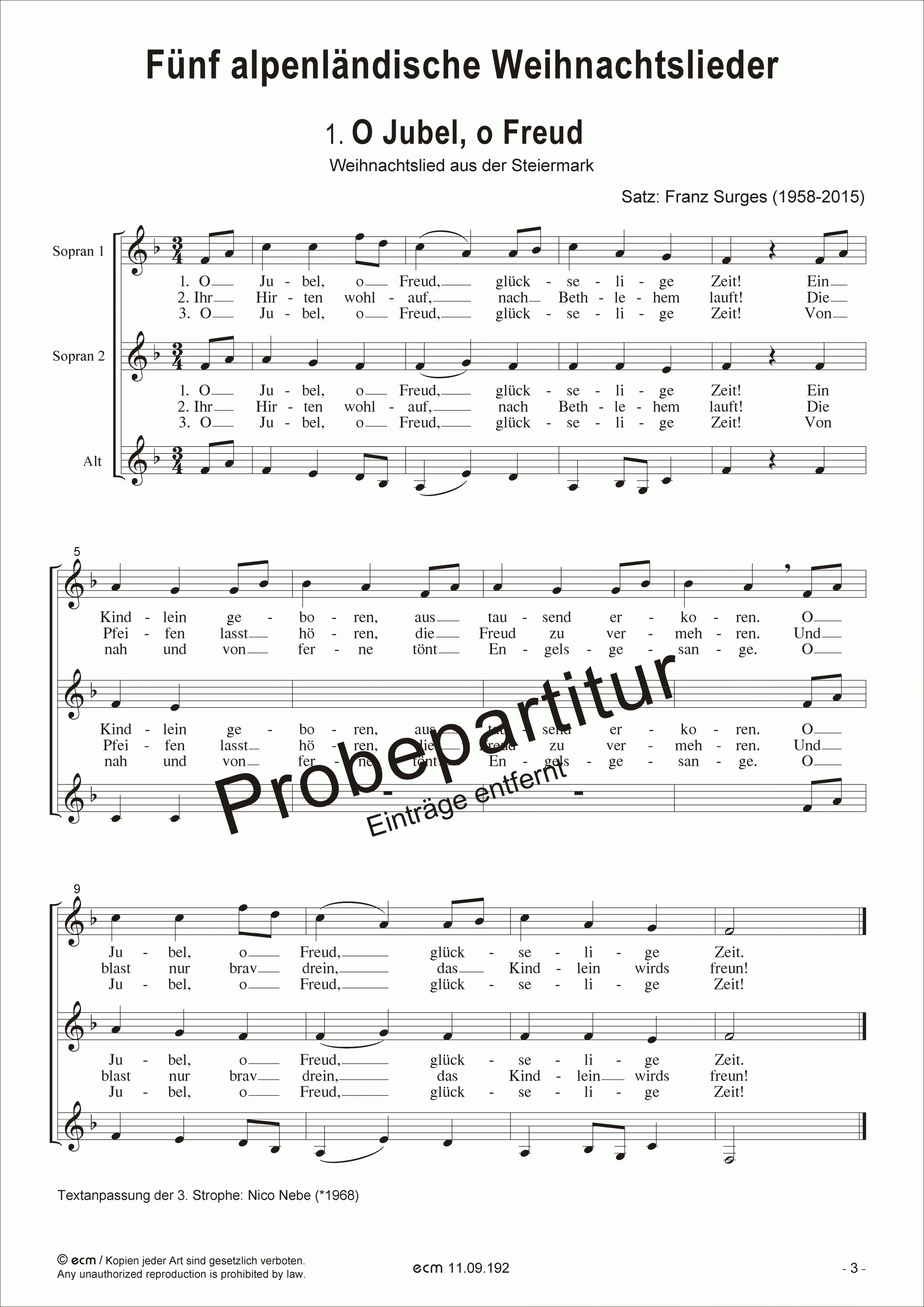 Fünf alpenländische Weihnachtslieder