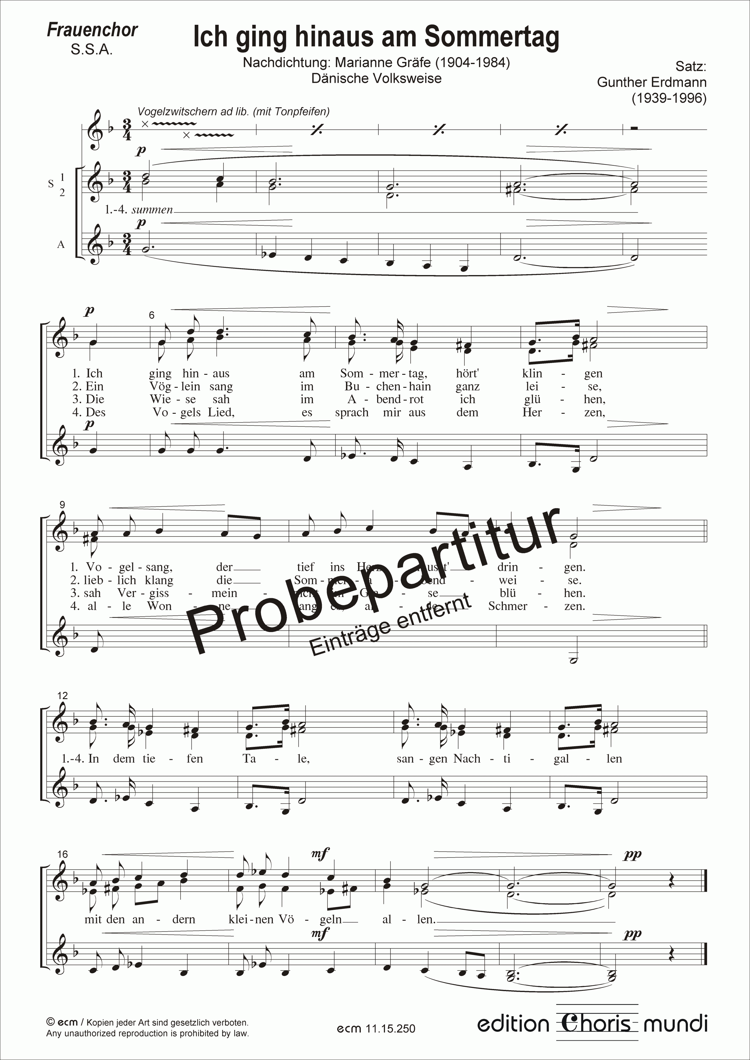 Ich ging hinaus am Sommertag (Jeg gik mig ud en sommerdag)