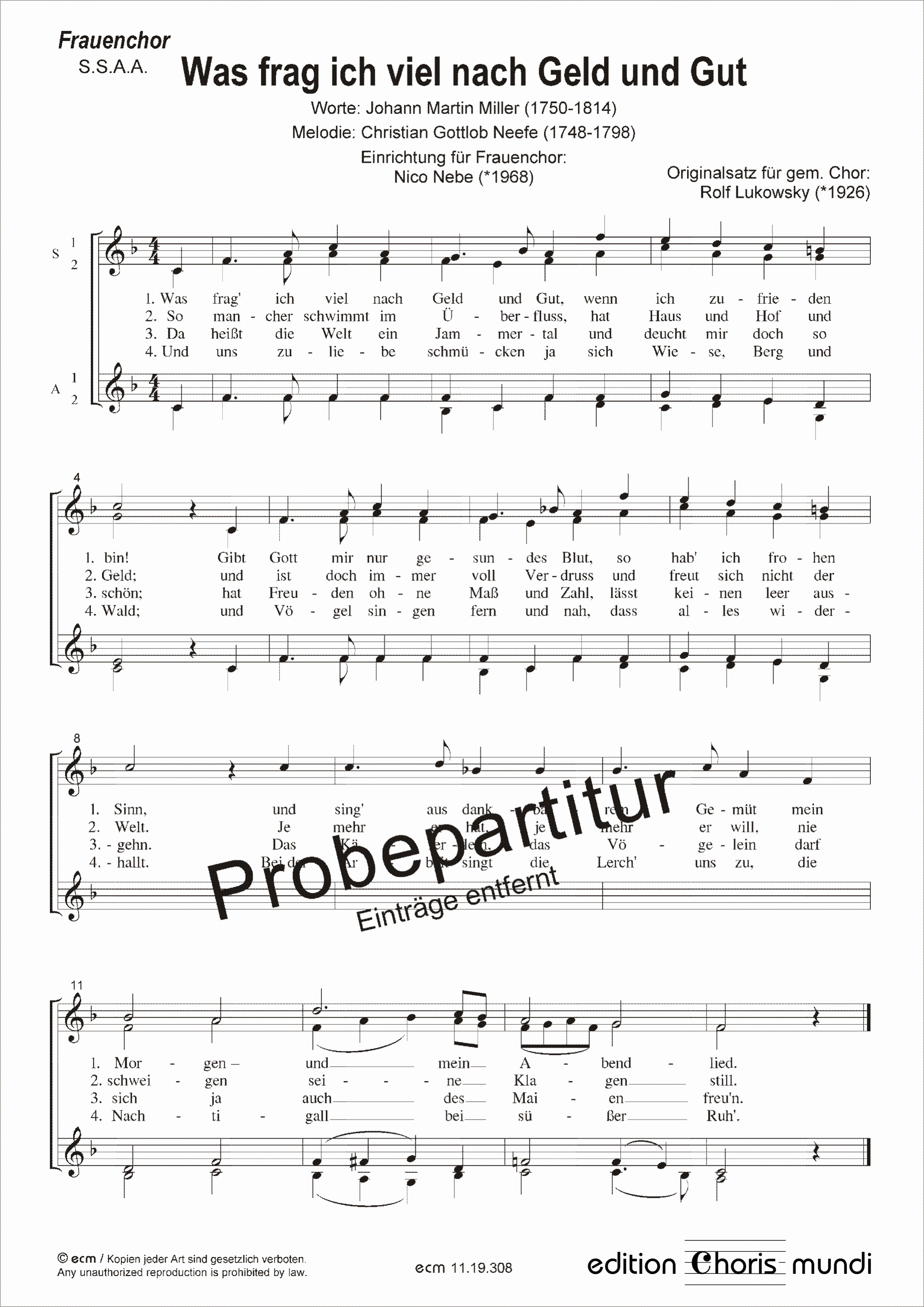 Was frag ich viel nach Geld und Gut