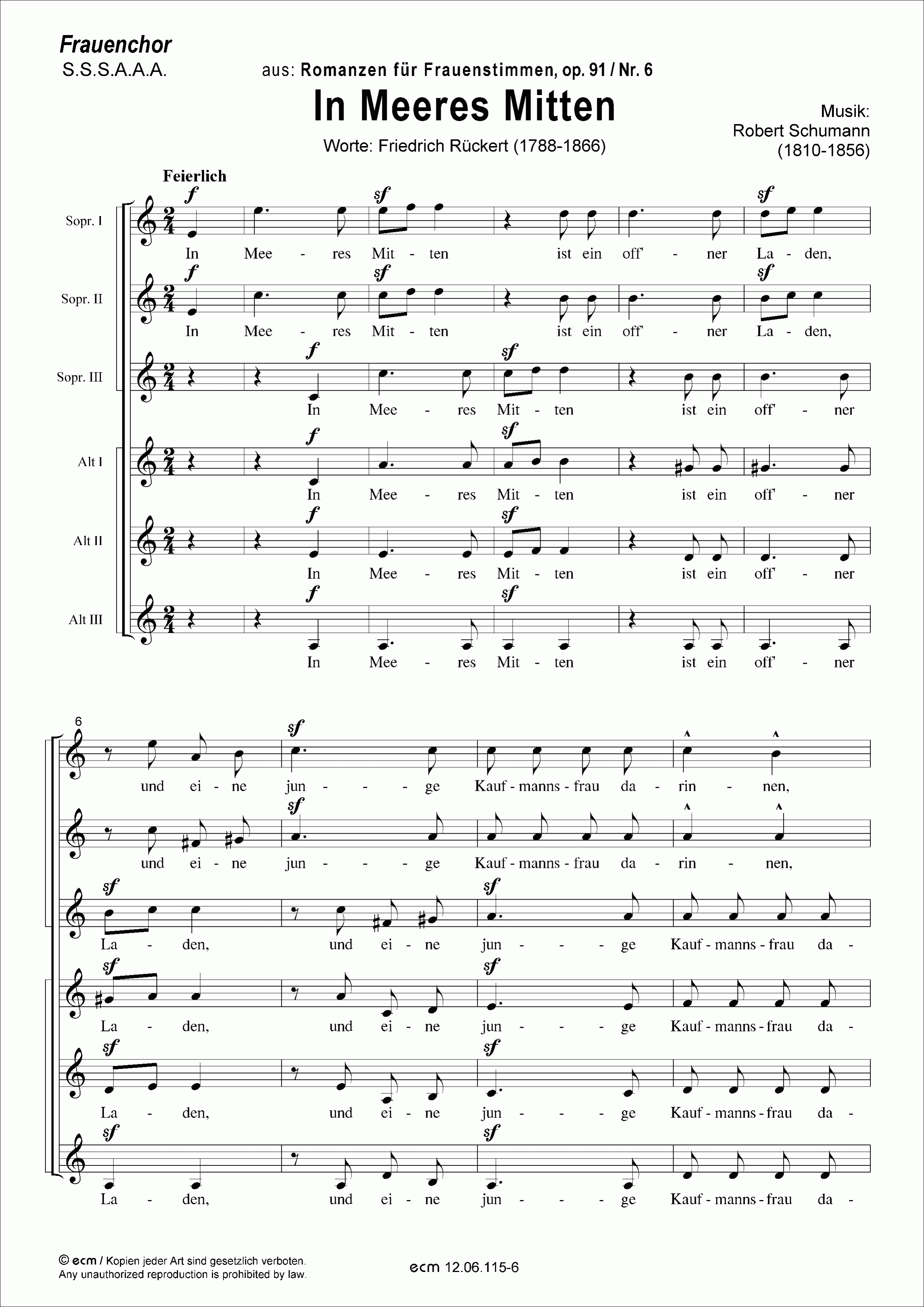 In Meeres Mitten (op.91, Nr.6)