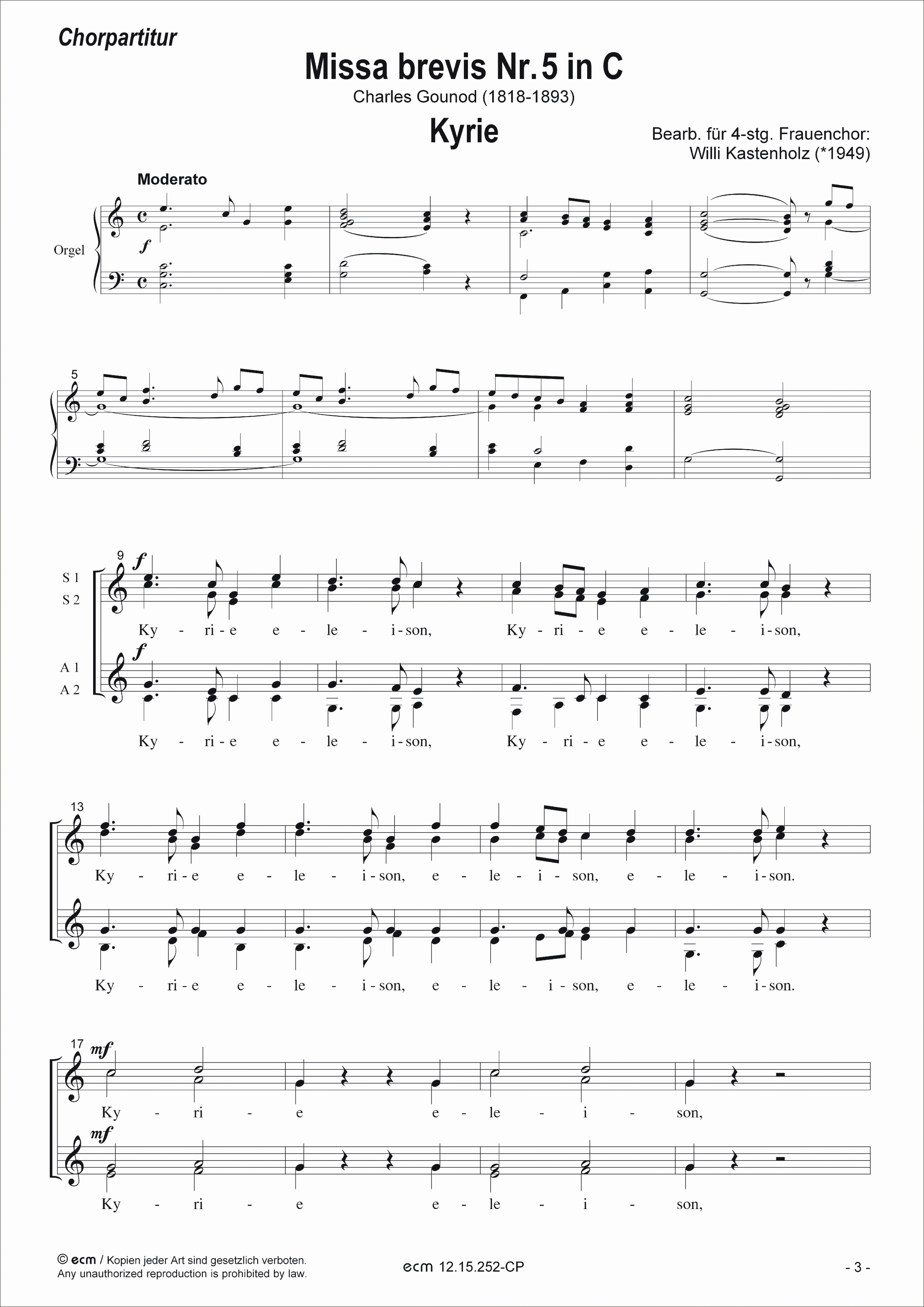 Missa brevis Nr. 5 in C (Vocal score)