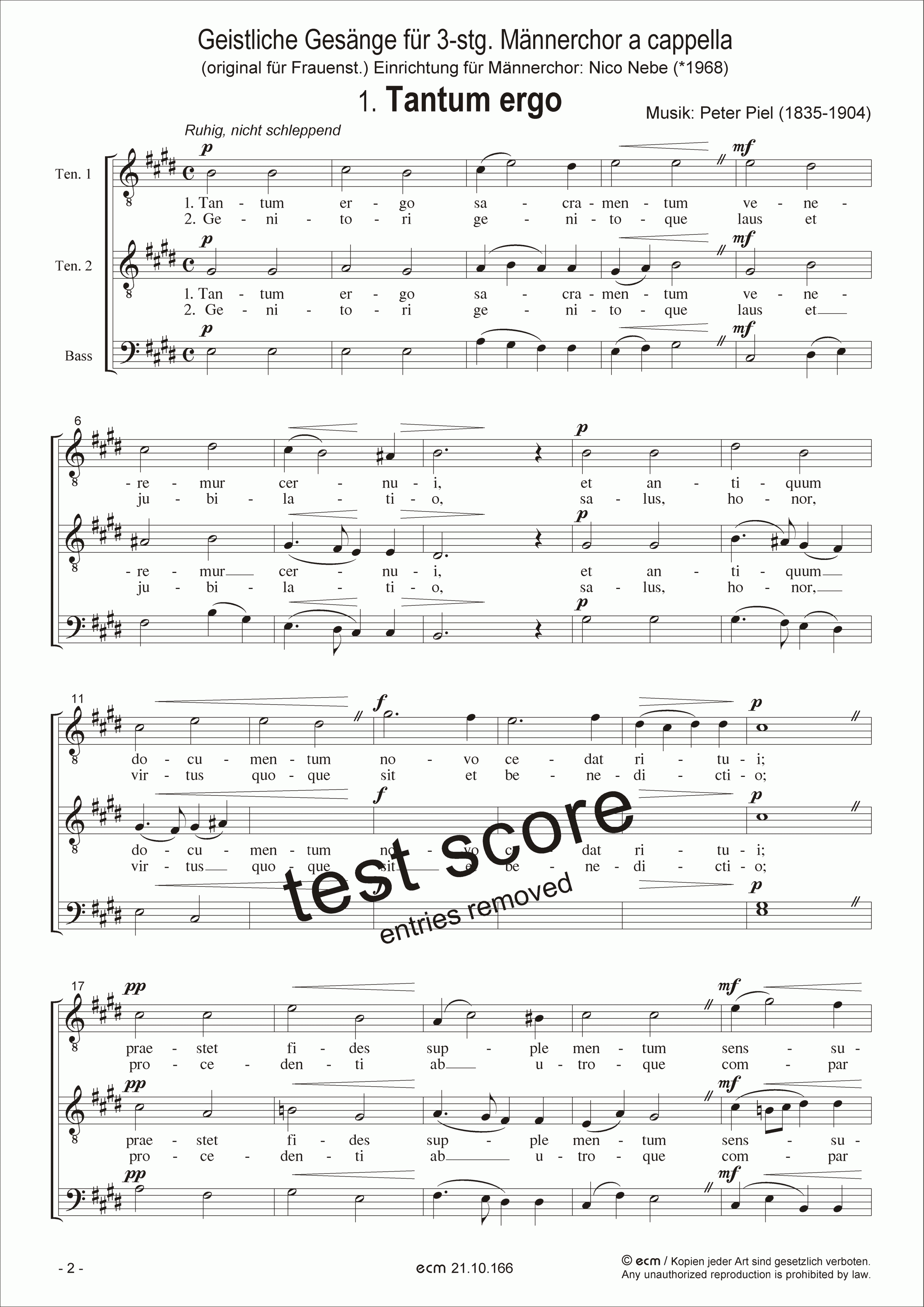Geistliche Gesänge für 3-stg. Männerchor a cappella