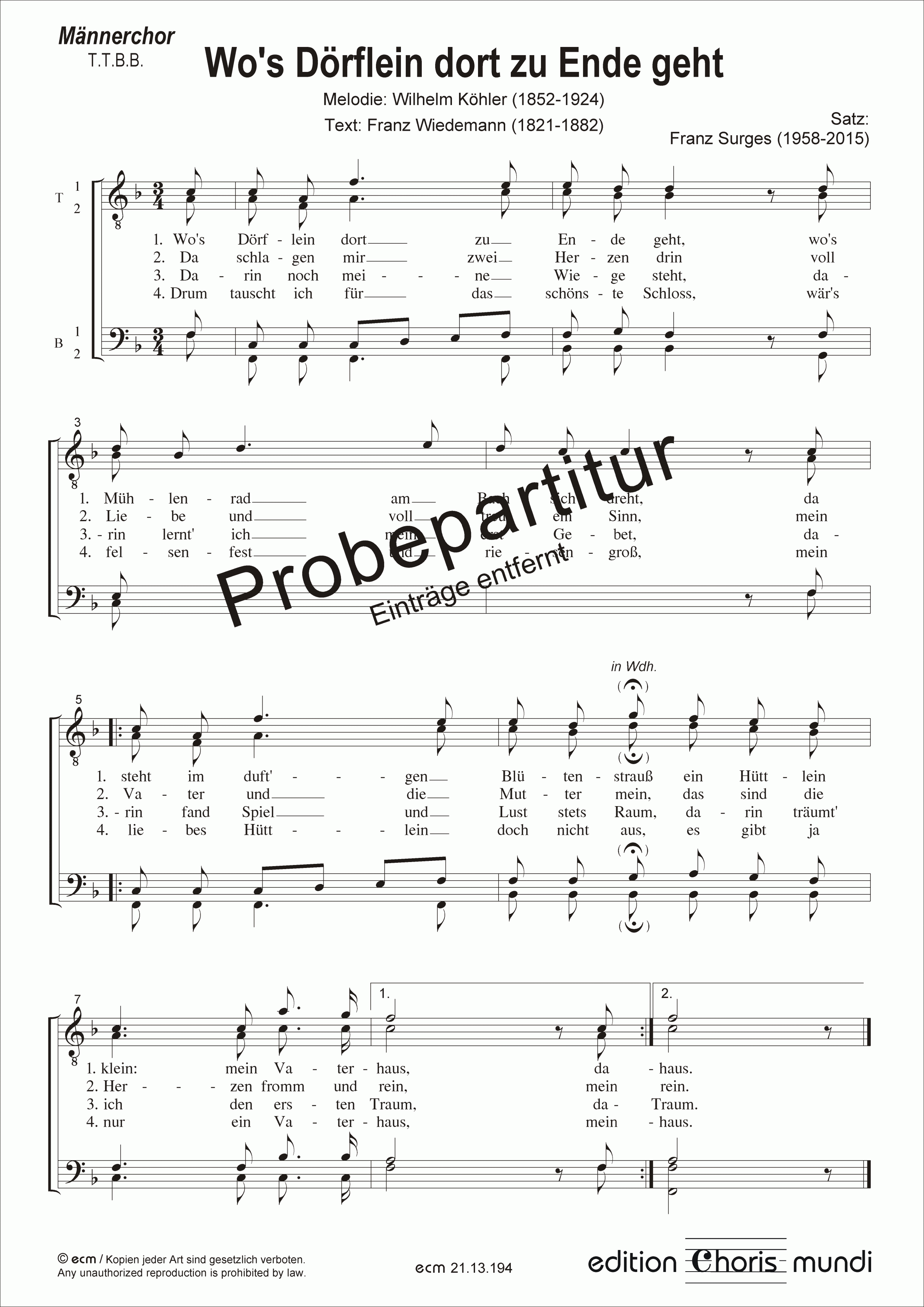 Wo’s Dörflein dort zu Ende geht