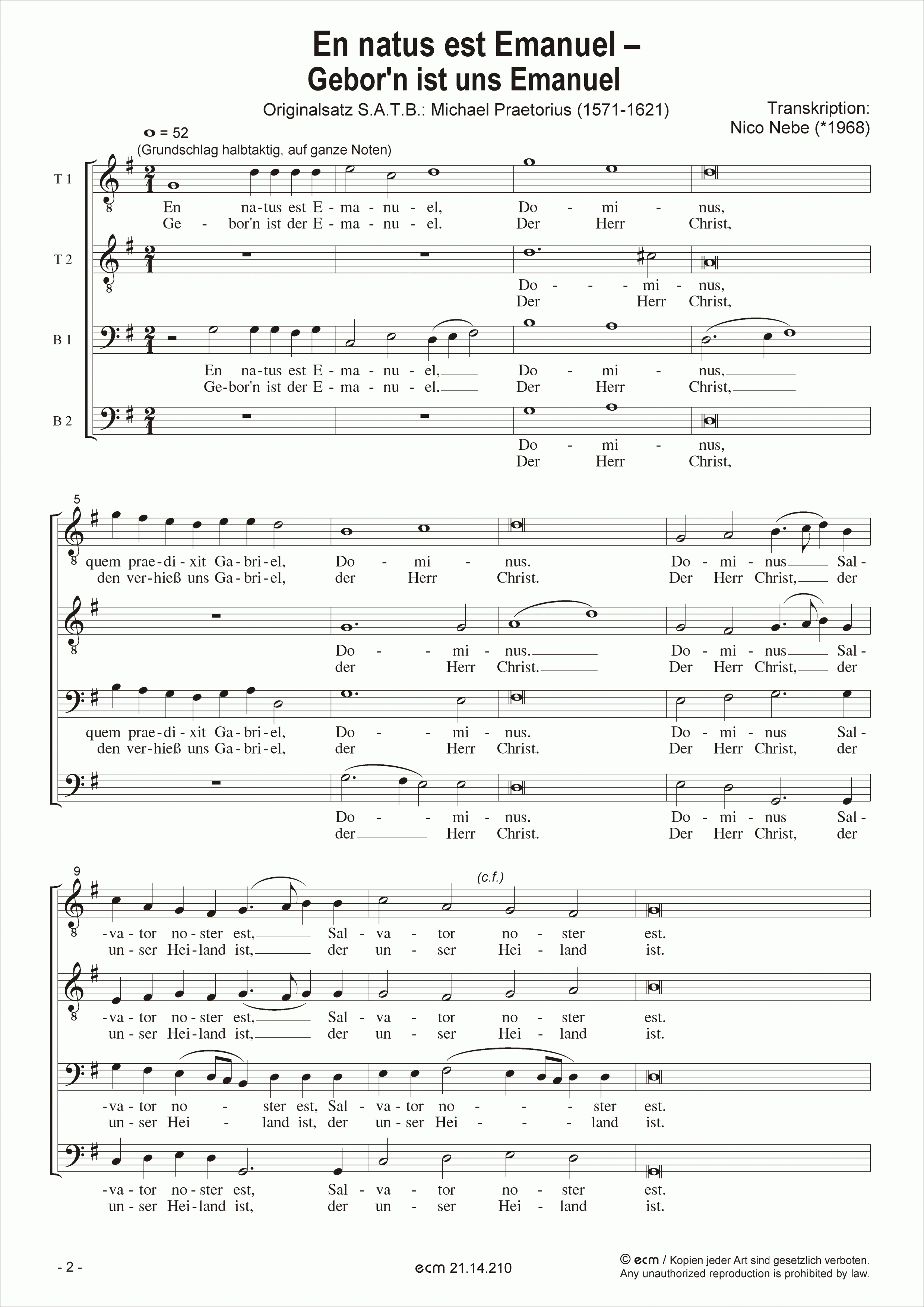 En natus est Emanuel – Gebor’n ist uns Emanuel