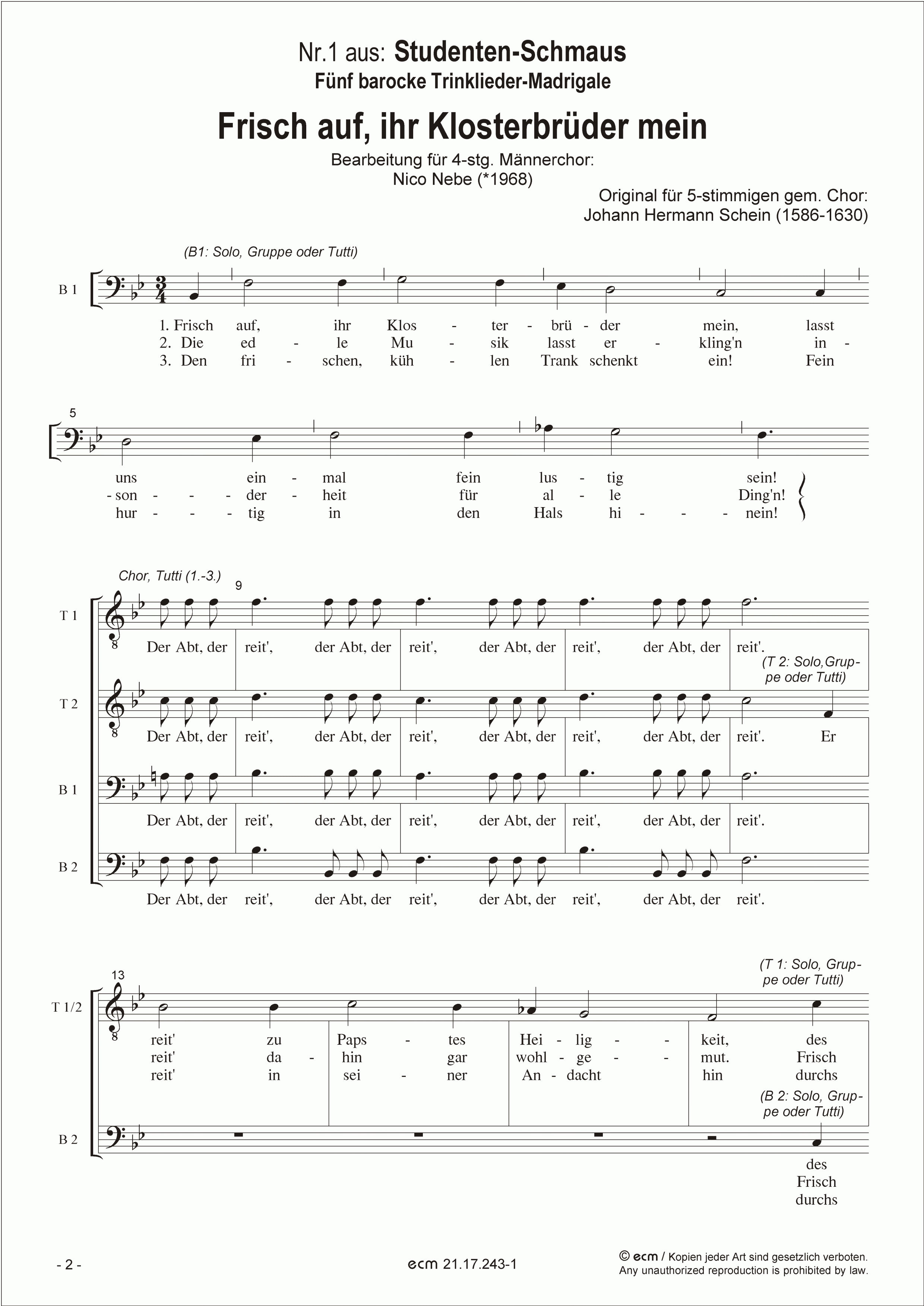 Frisch auf, ihr Klosterbrüder mein