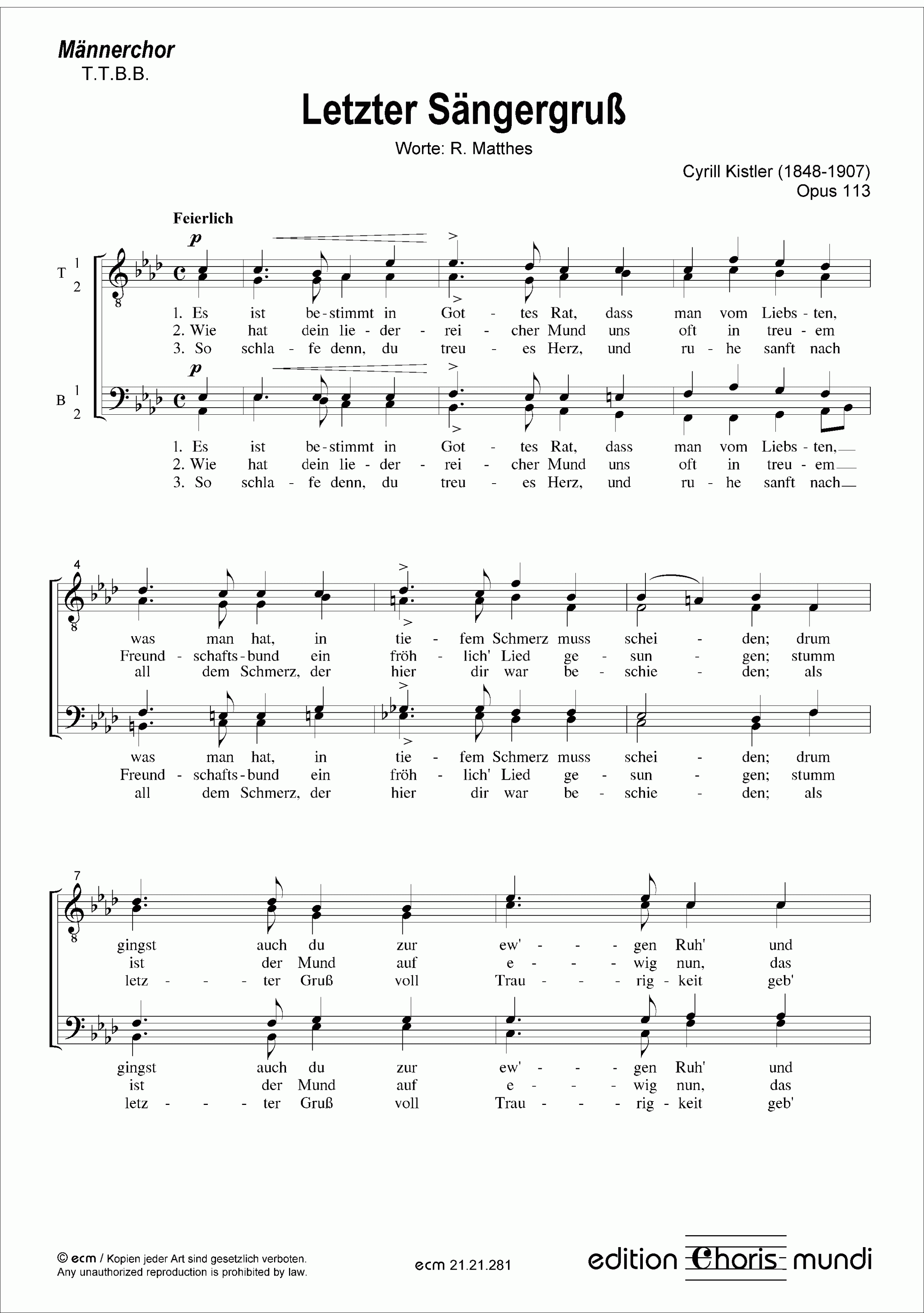 Letzter Sängergruß (op.113)