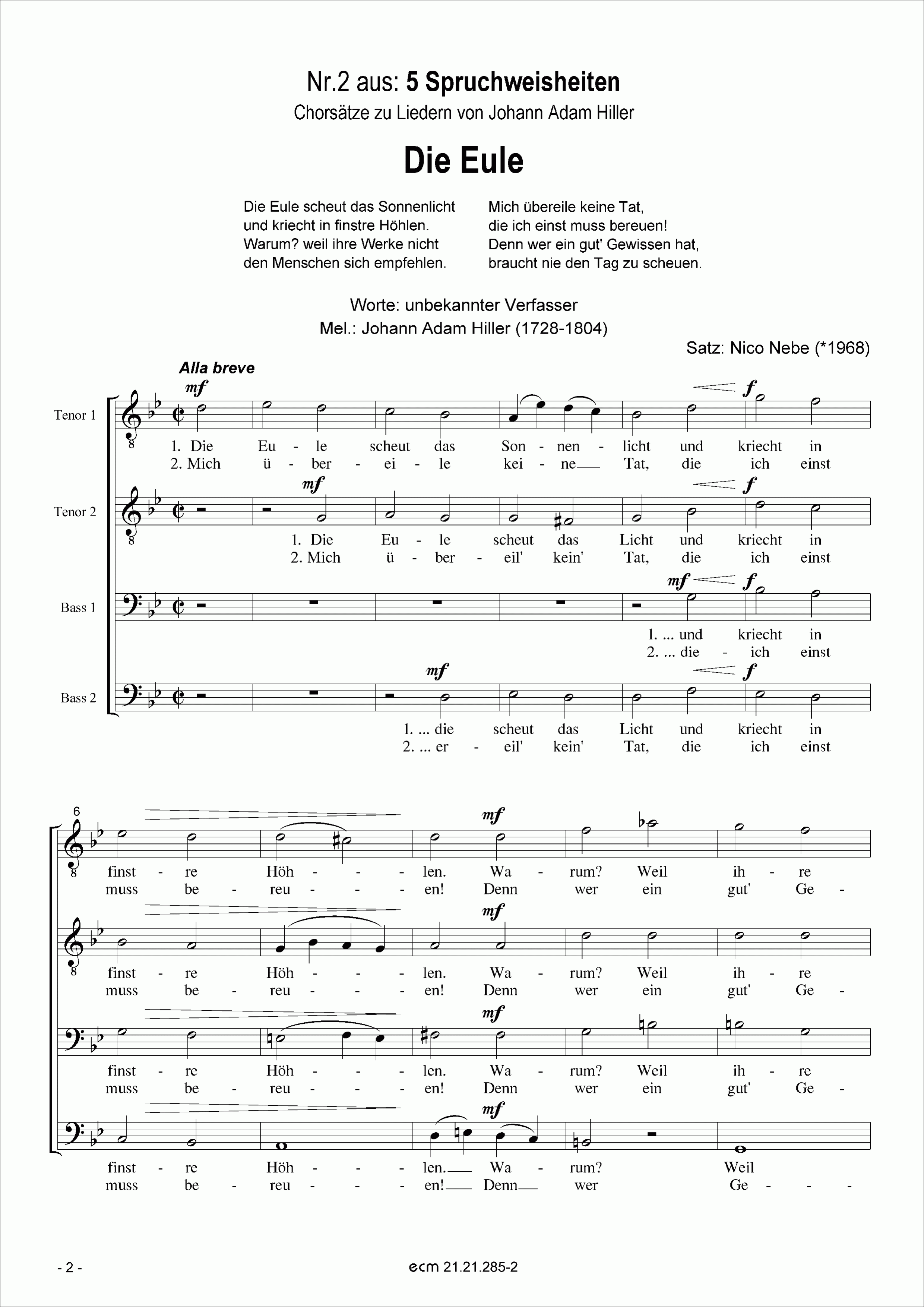 Die Eule (aus 5 Spruchweisheiten)