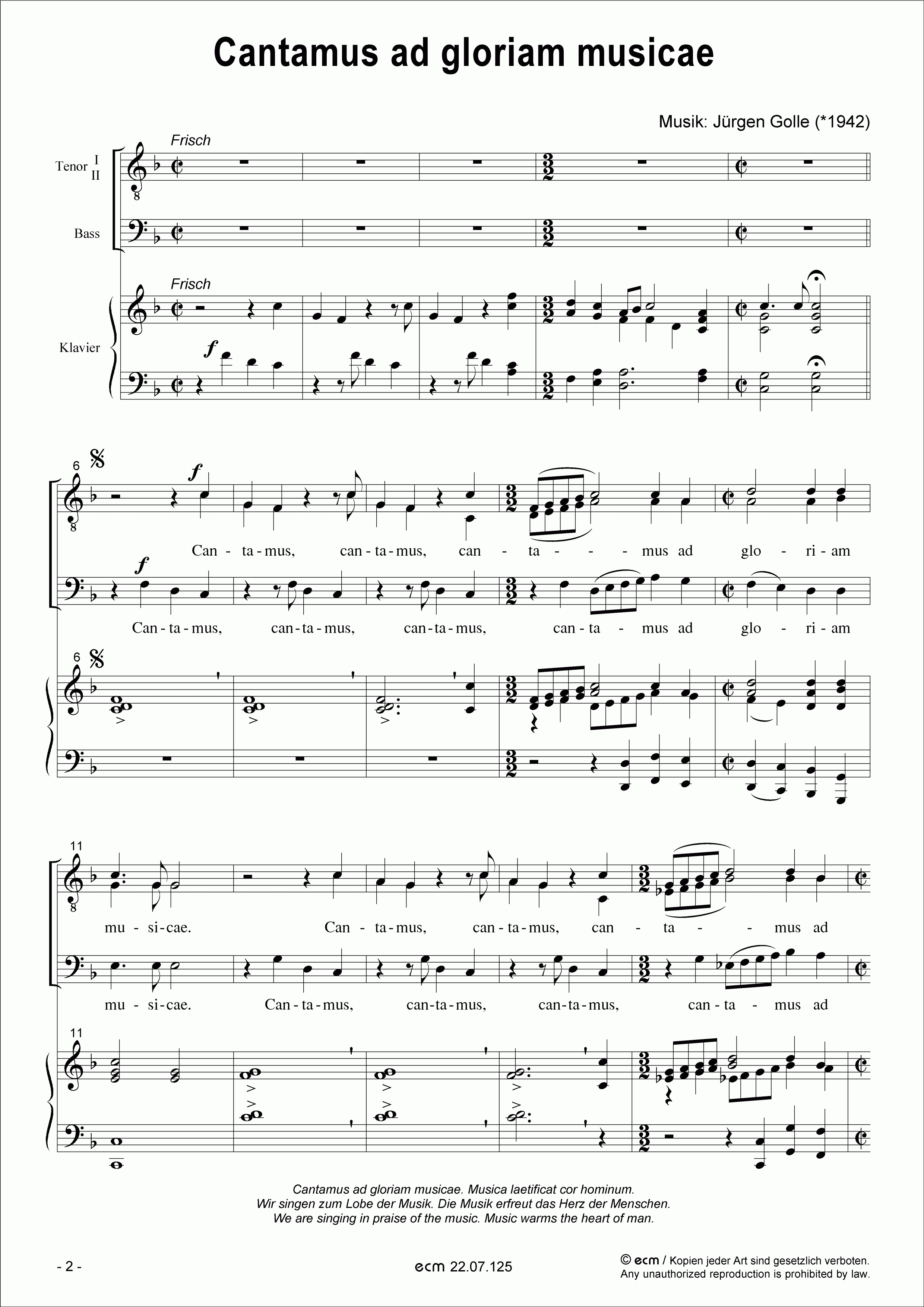 Cantamus ad gloriam musicae (Klavier)