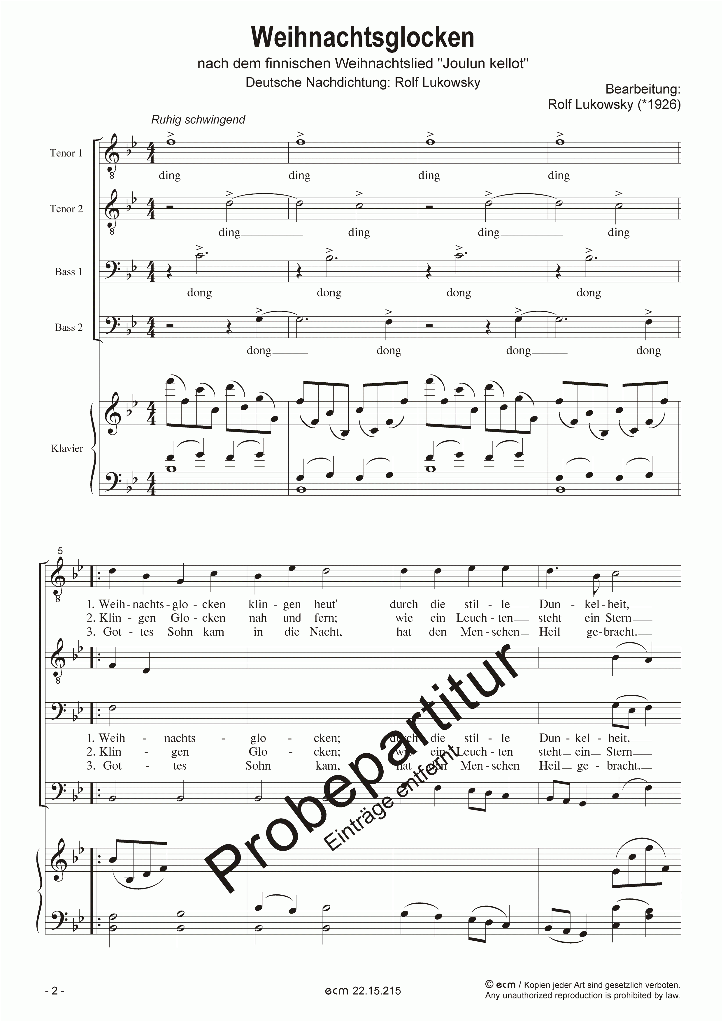 Weihnachtsglocken (with Piano)