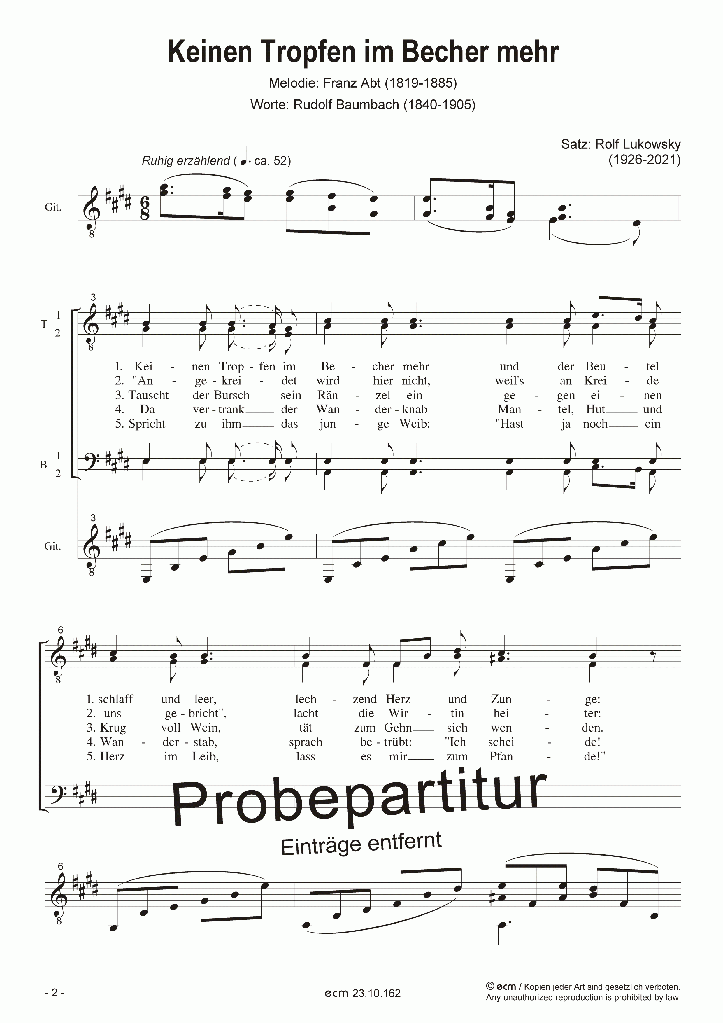 Keinen Tropfen im Becher mehr (mit Gitarre)