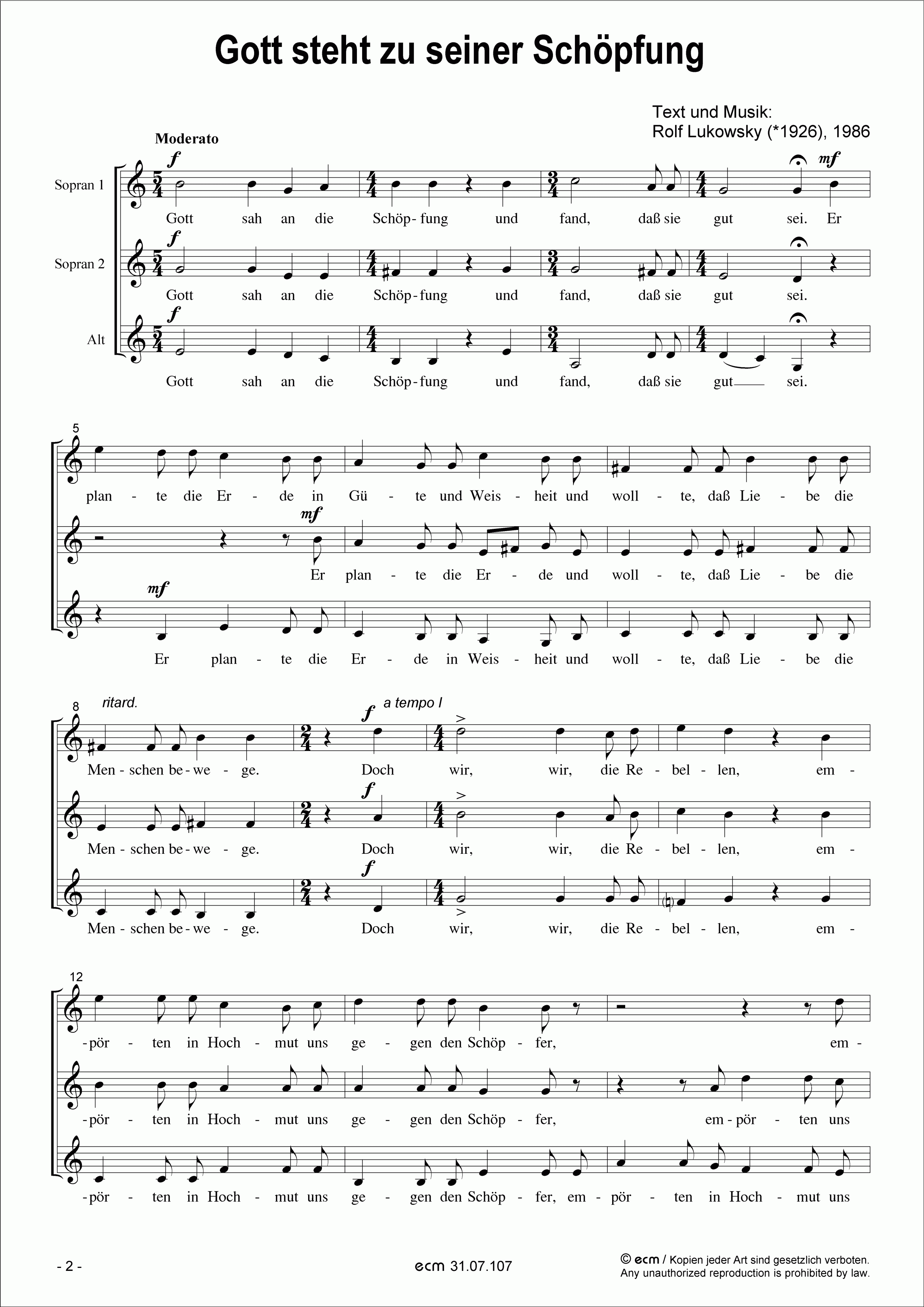 Gott steht zu seiner Schöpfung