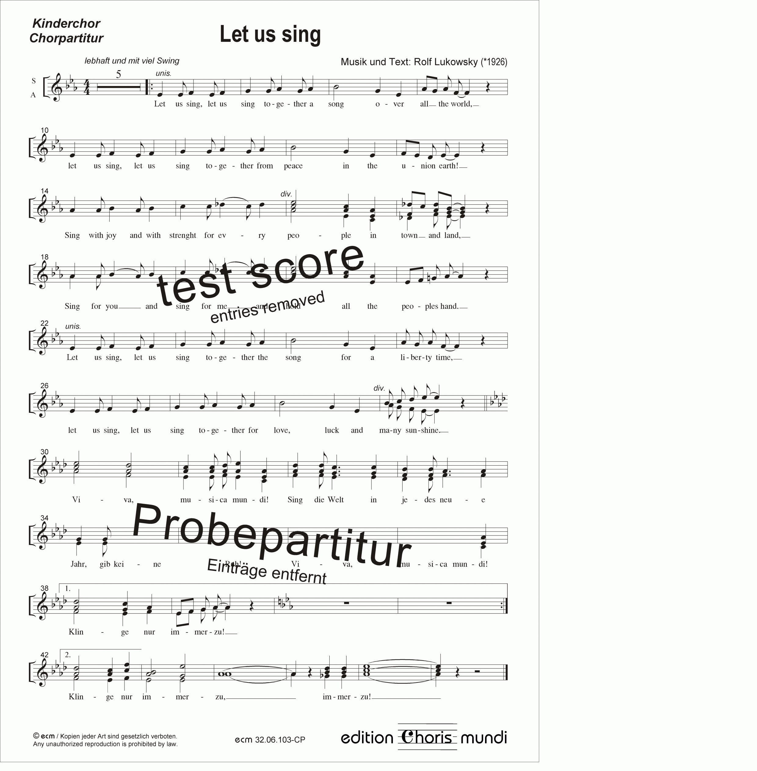 Let us sing (Vocal score)