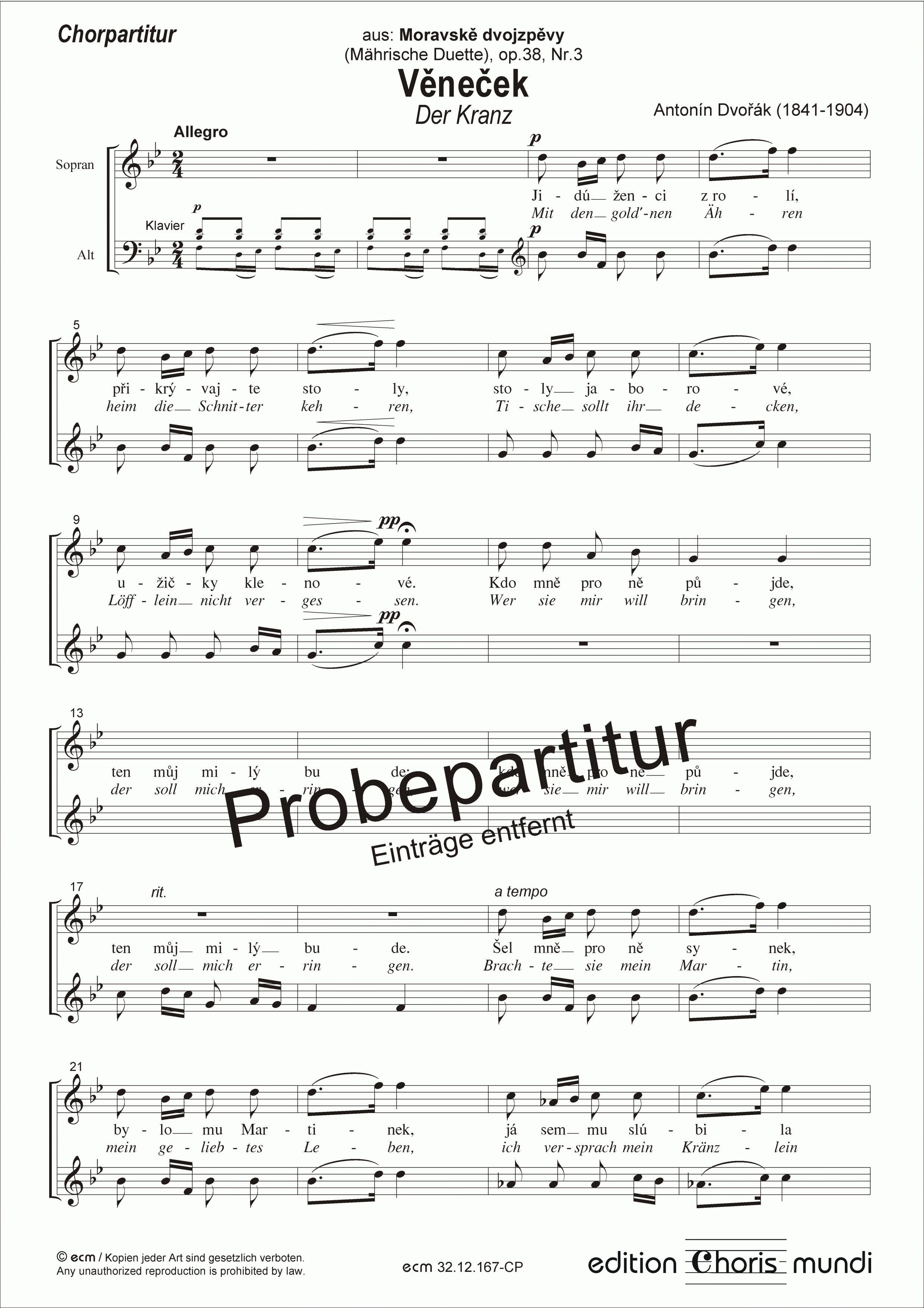 Věneček (Vocal score)