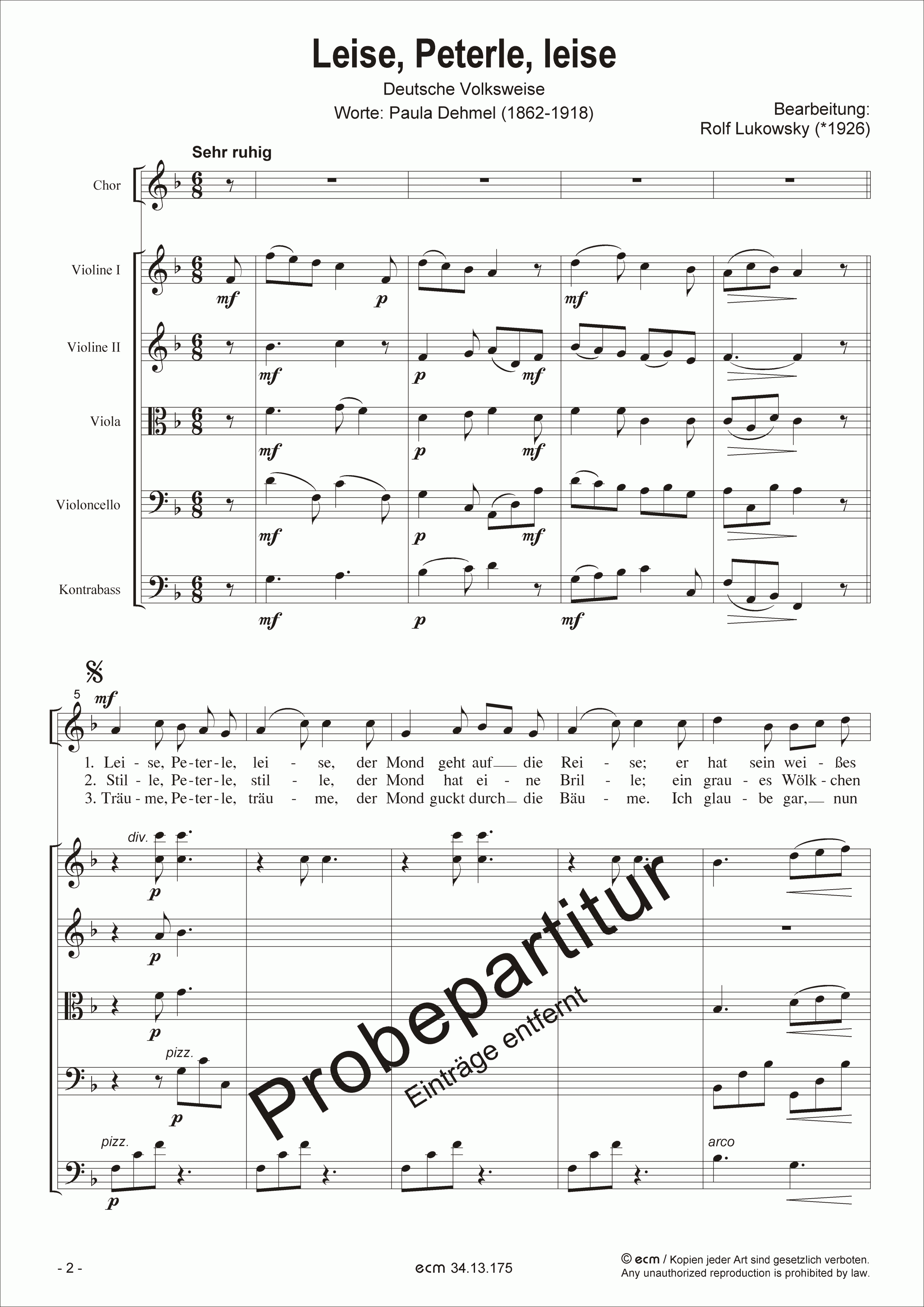 Leise, Peterle, leise (mit Streichern)