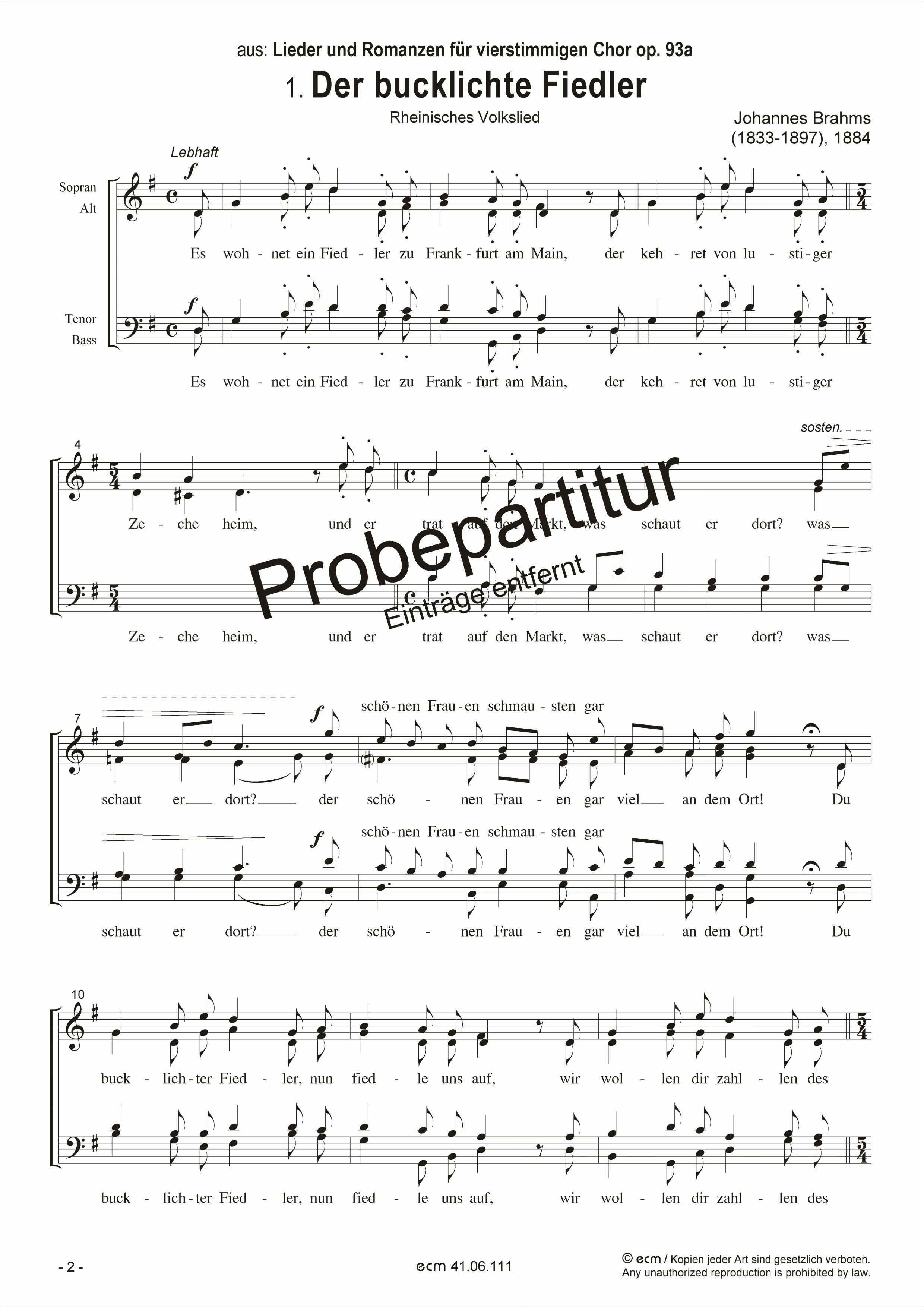 Der bucklichte Fiedler (op.93a, No.1)
