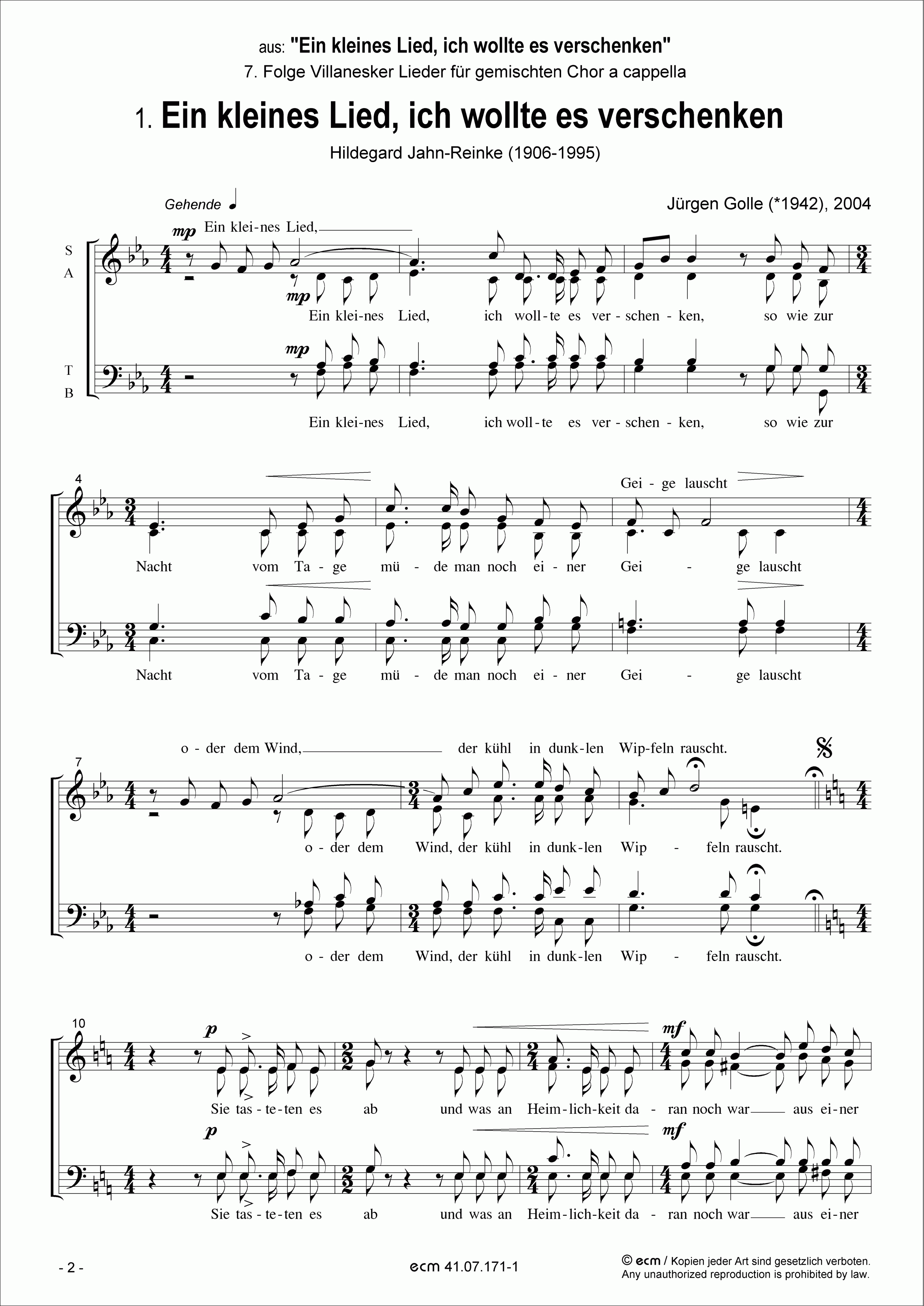 Ein kleines Lied, ich wollte es verschenken