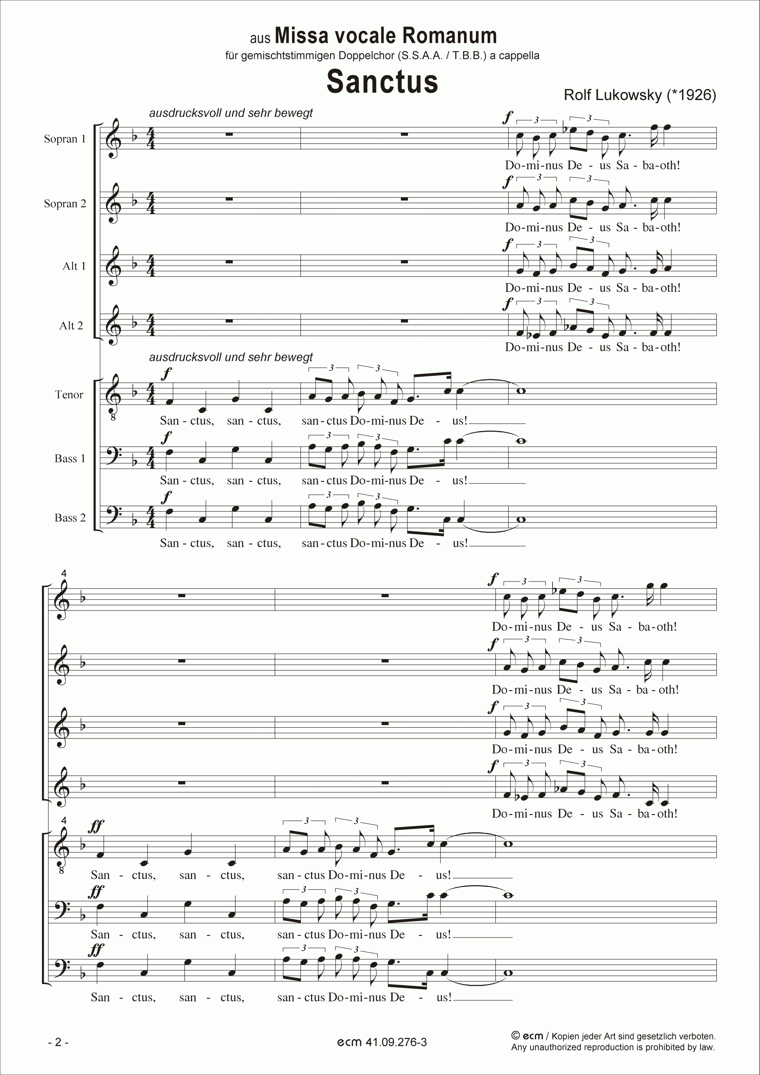 Sanctus (from “Missa vocale Romanum”)