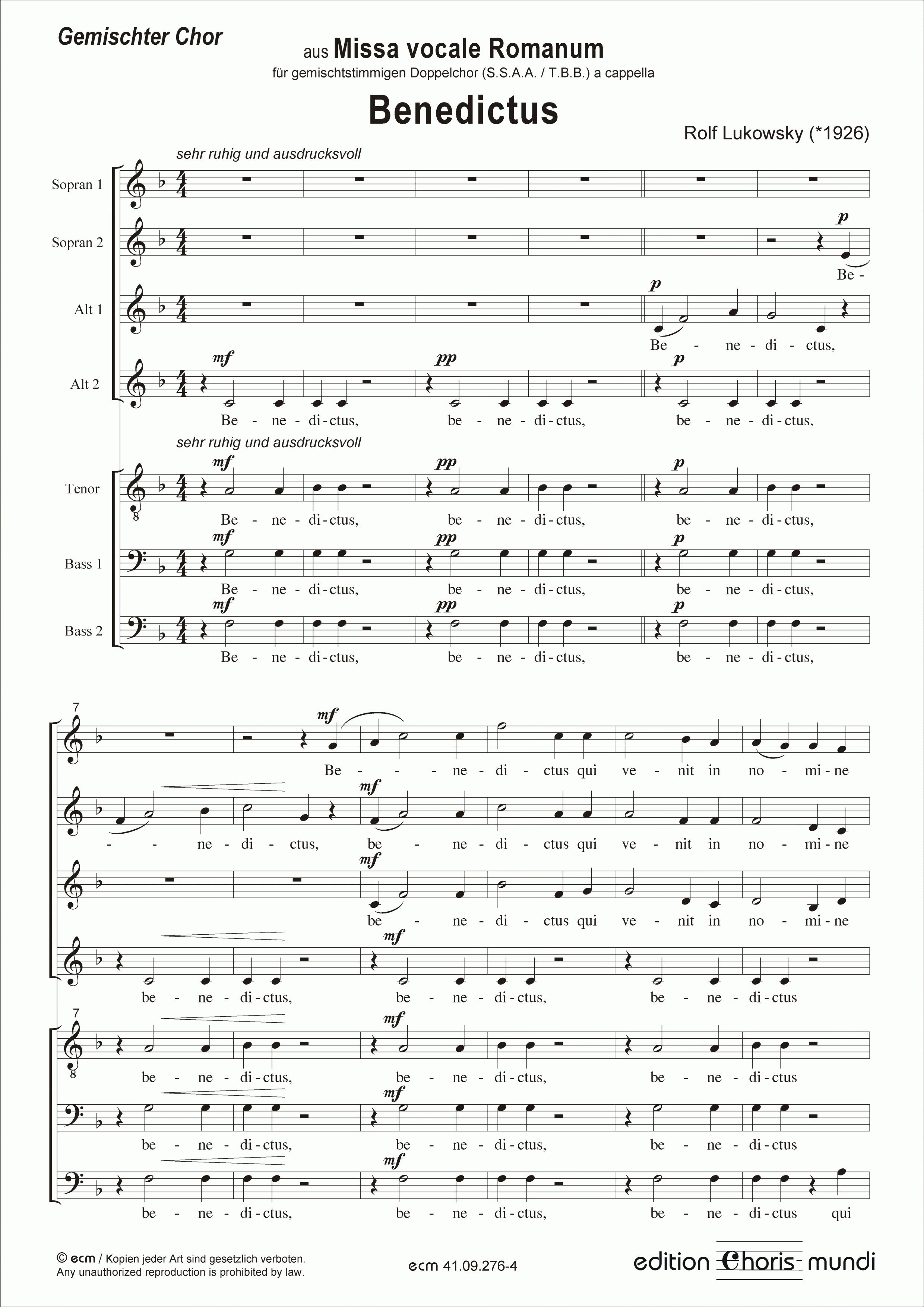 Benedictus (from “Missa vocale Romanum”)