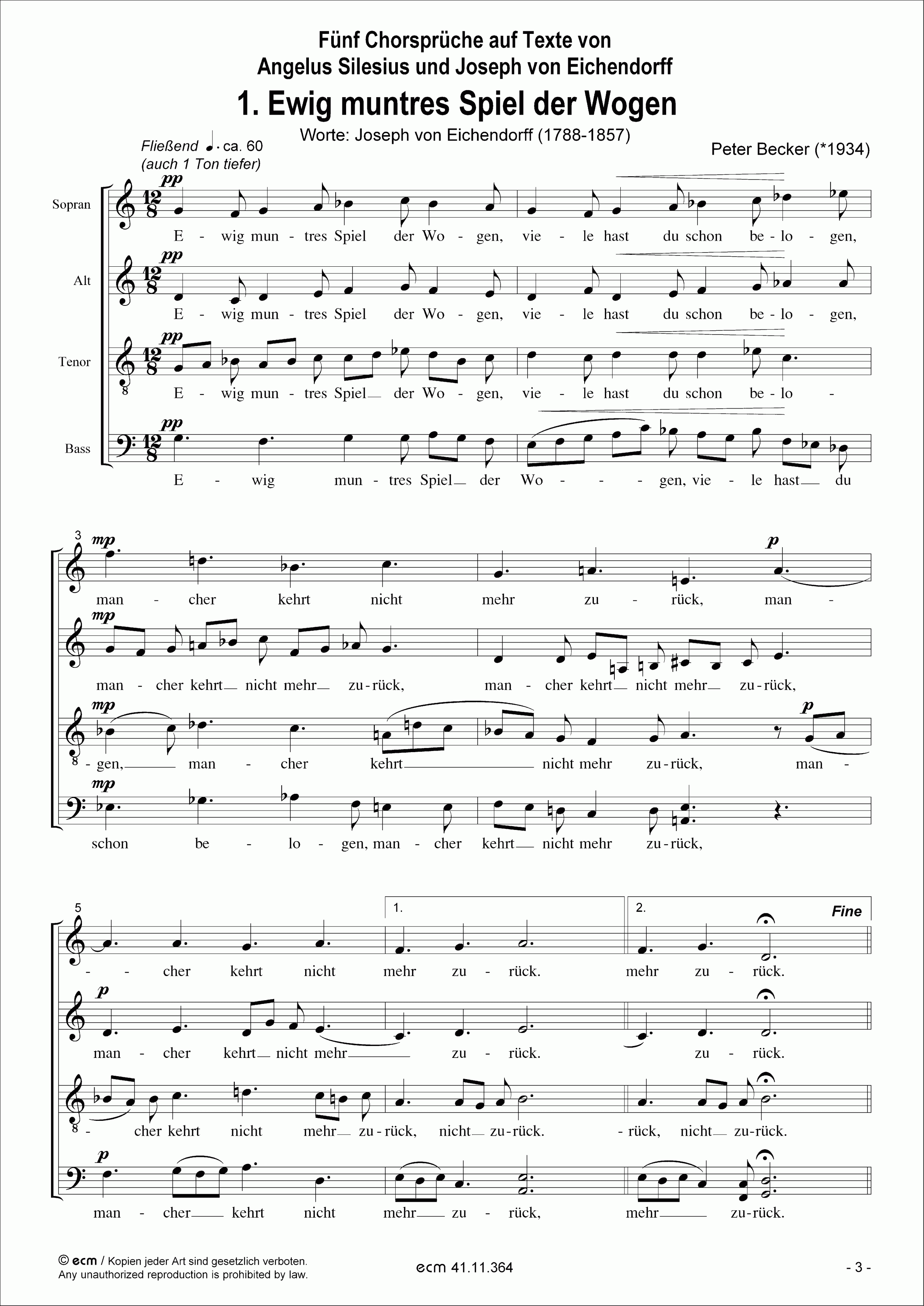 Fünf Chorsprüche auf Texte von Angelus Silesius und Josef von Eichendorff